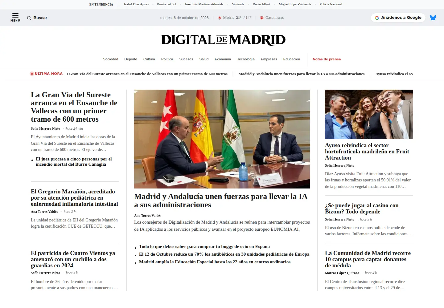 Captured homepage of digitaldemadrid.com in the current scan