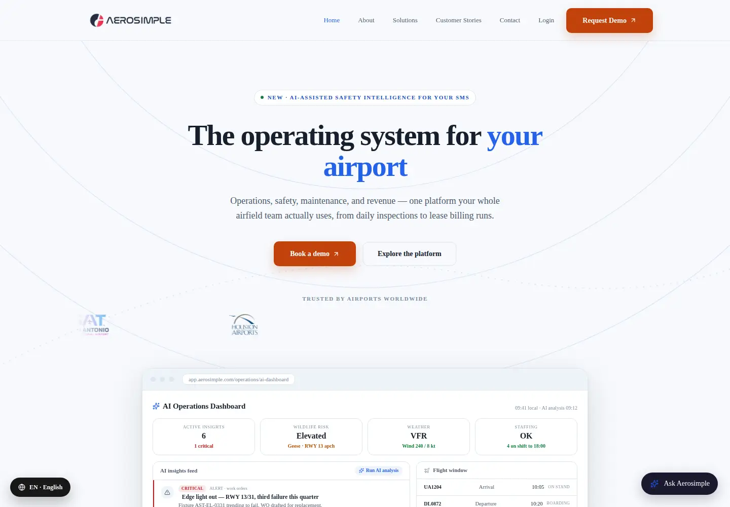 Captured homepage of aerosimple.com in the current scan