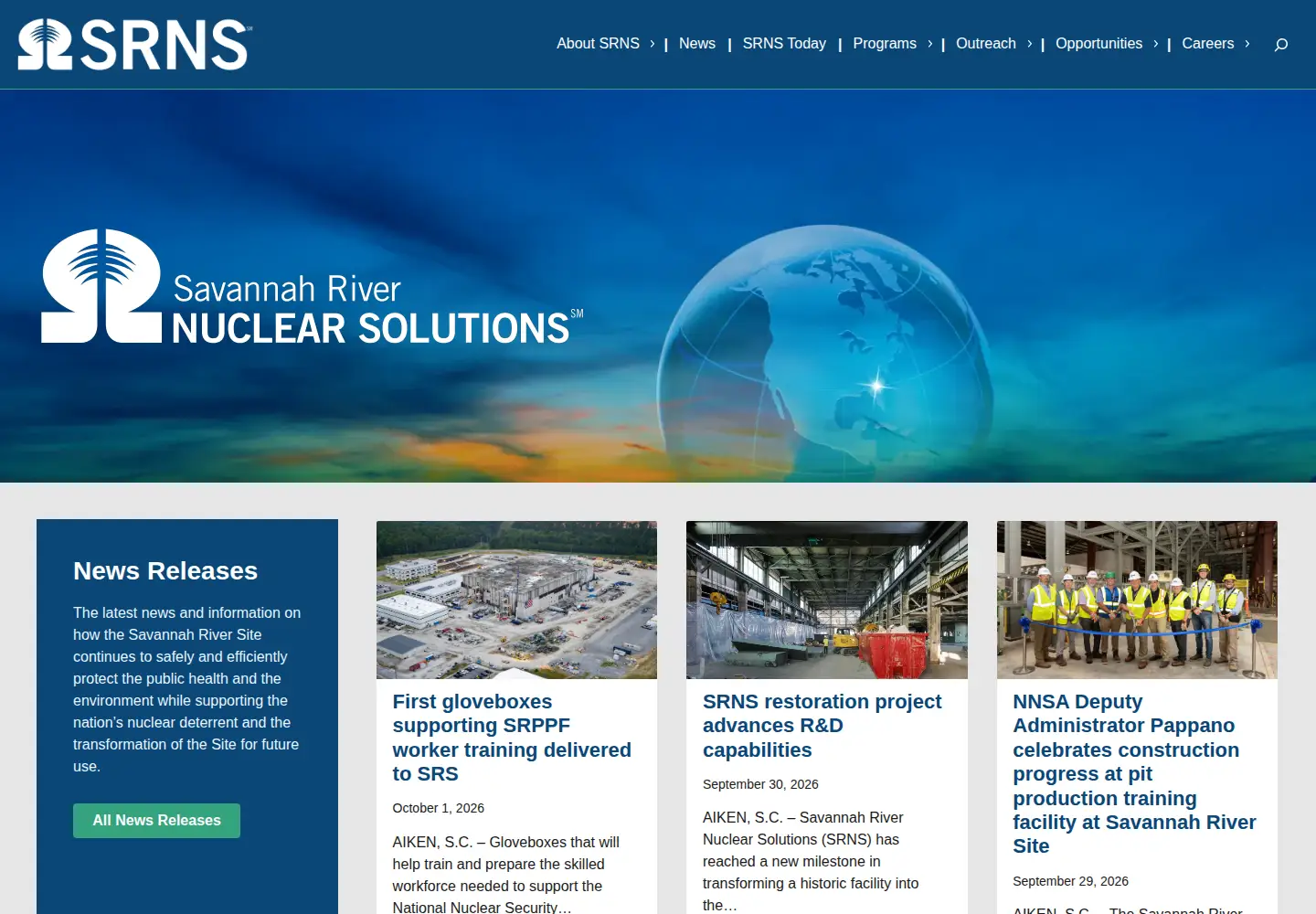 Screenshot of savannahrivernuclearsolutions.com