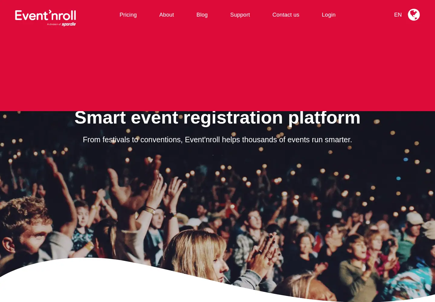 Screenshot of eventnroll.com