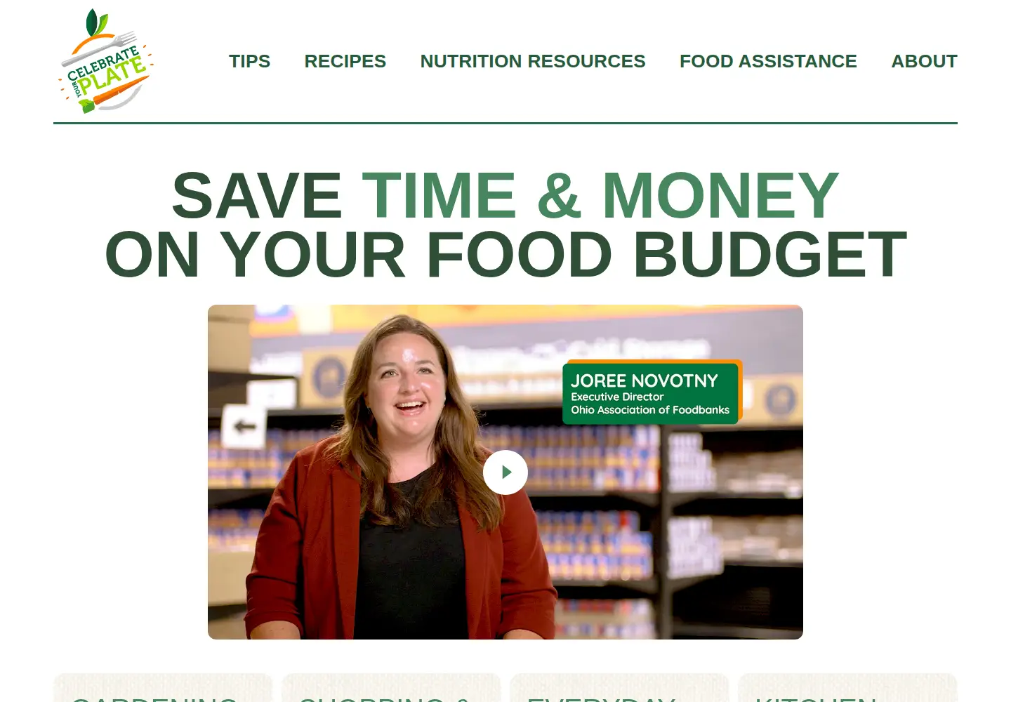 Captured homepage of celebrateyourplate.org in the current scan