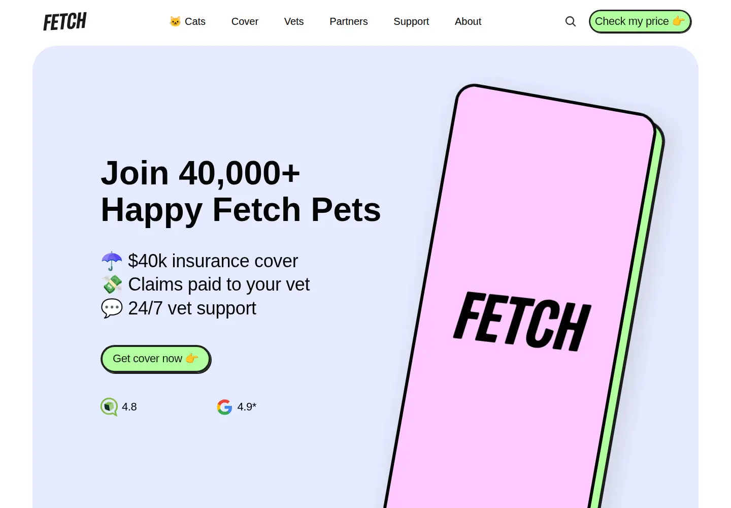 Screenshot of fetchpet.com.au