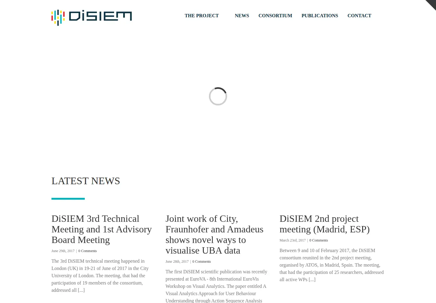 Captured homepage of disiem-project.eu in the current scan