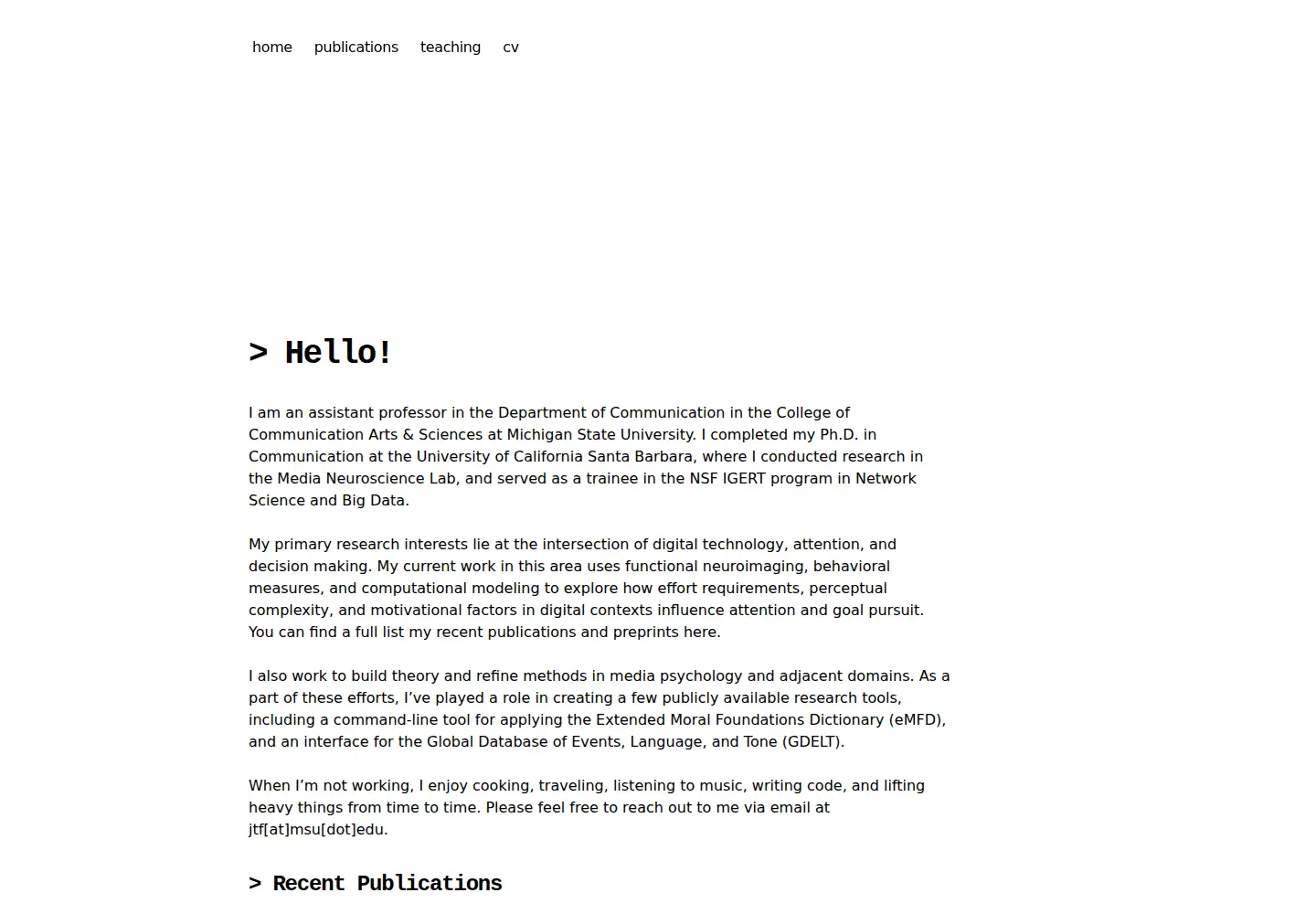 Captured homepage of jacobtfisher.com in the current scan