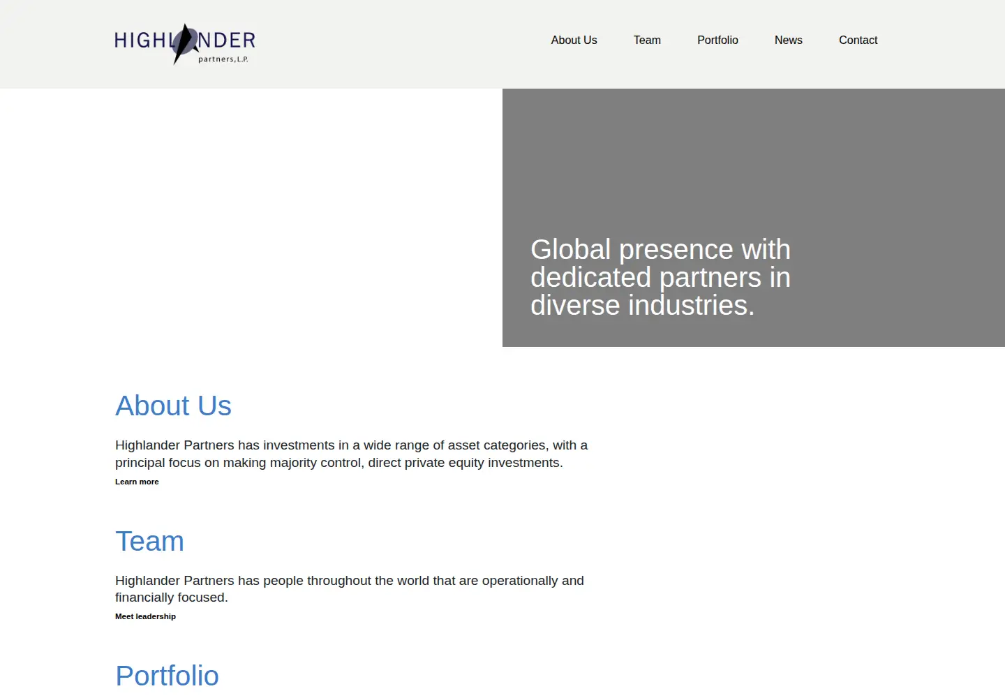Screenshot of highlander-partners.com
