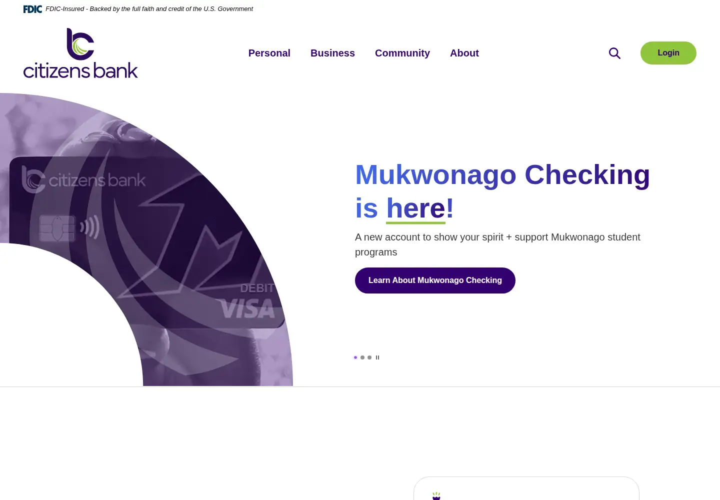 Captured homepage of citizensbankwi.bank in the current scan