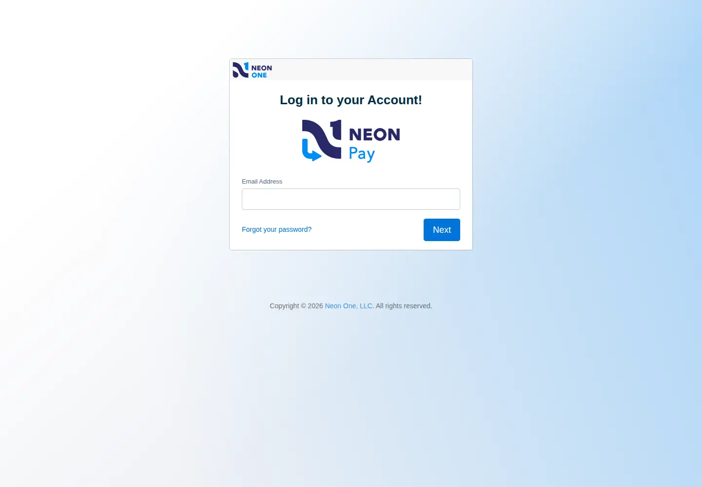 Captured homepage of neononepay.com in the current scan