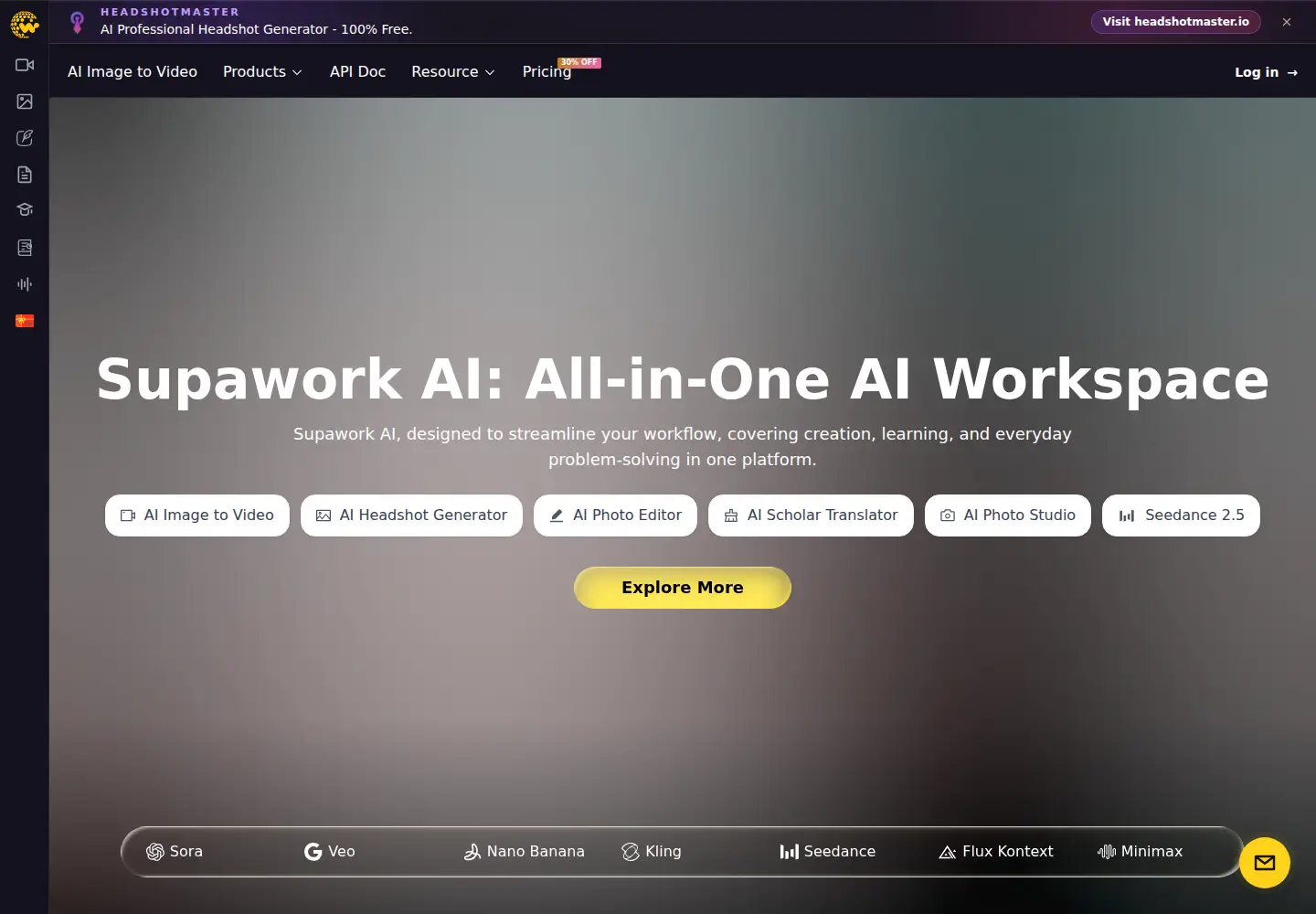 Captured homepage of supawork.ai in the current scan