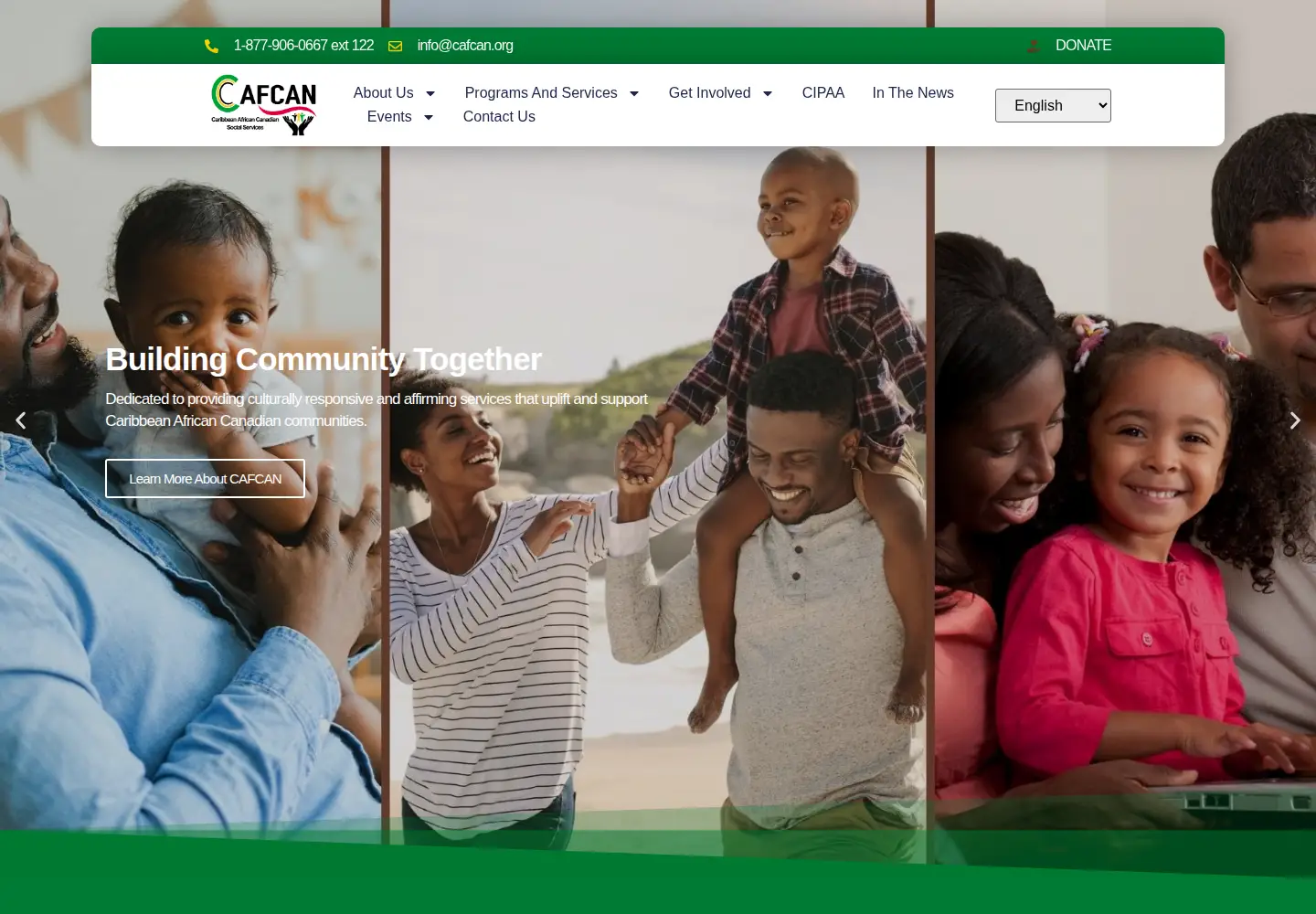 Captured homepage of cafcan.org in the current scan