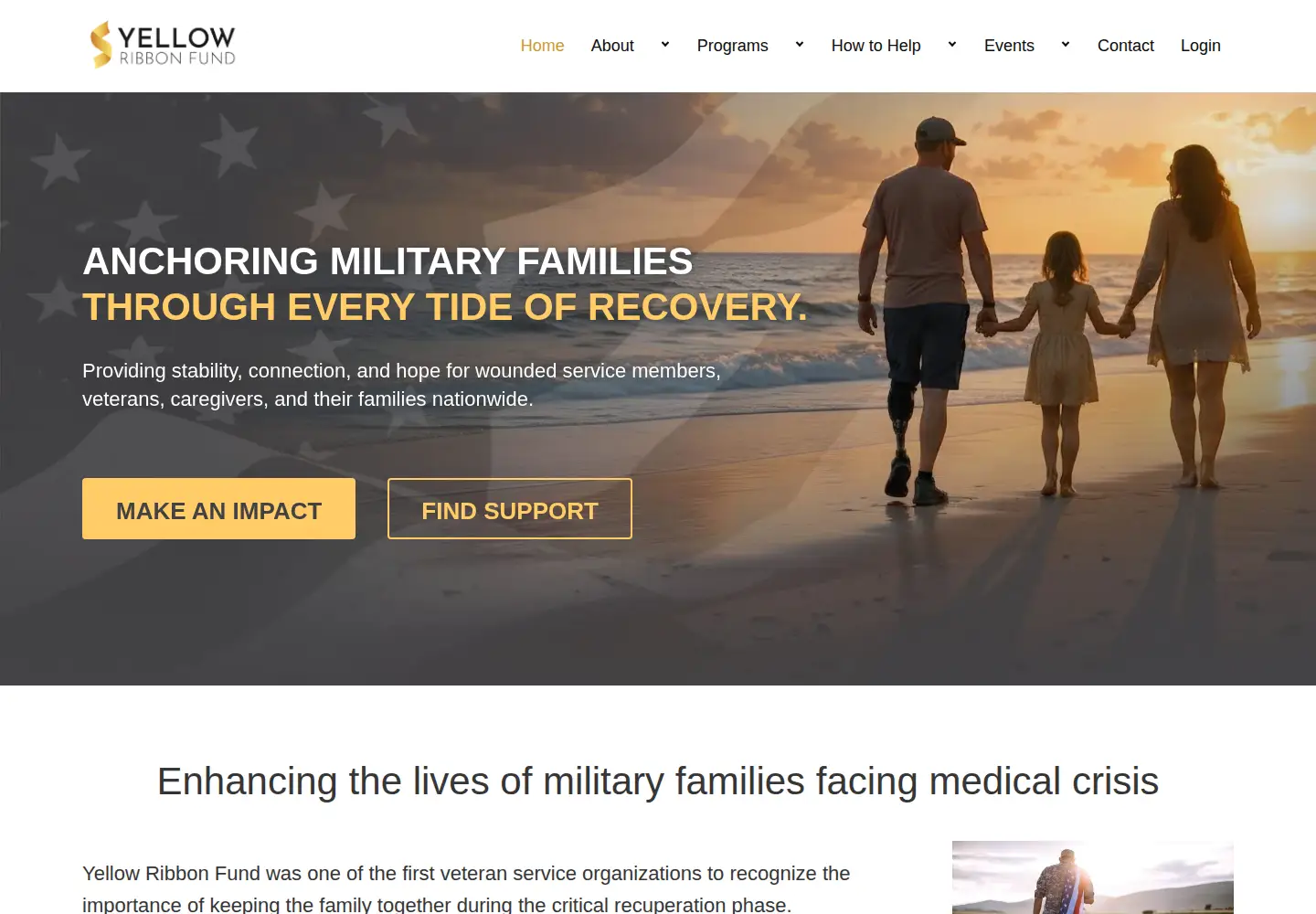 Screenshot of yellowribbonfund.org