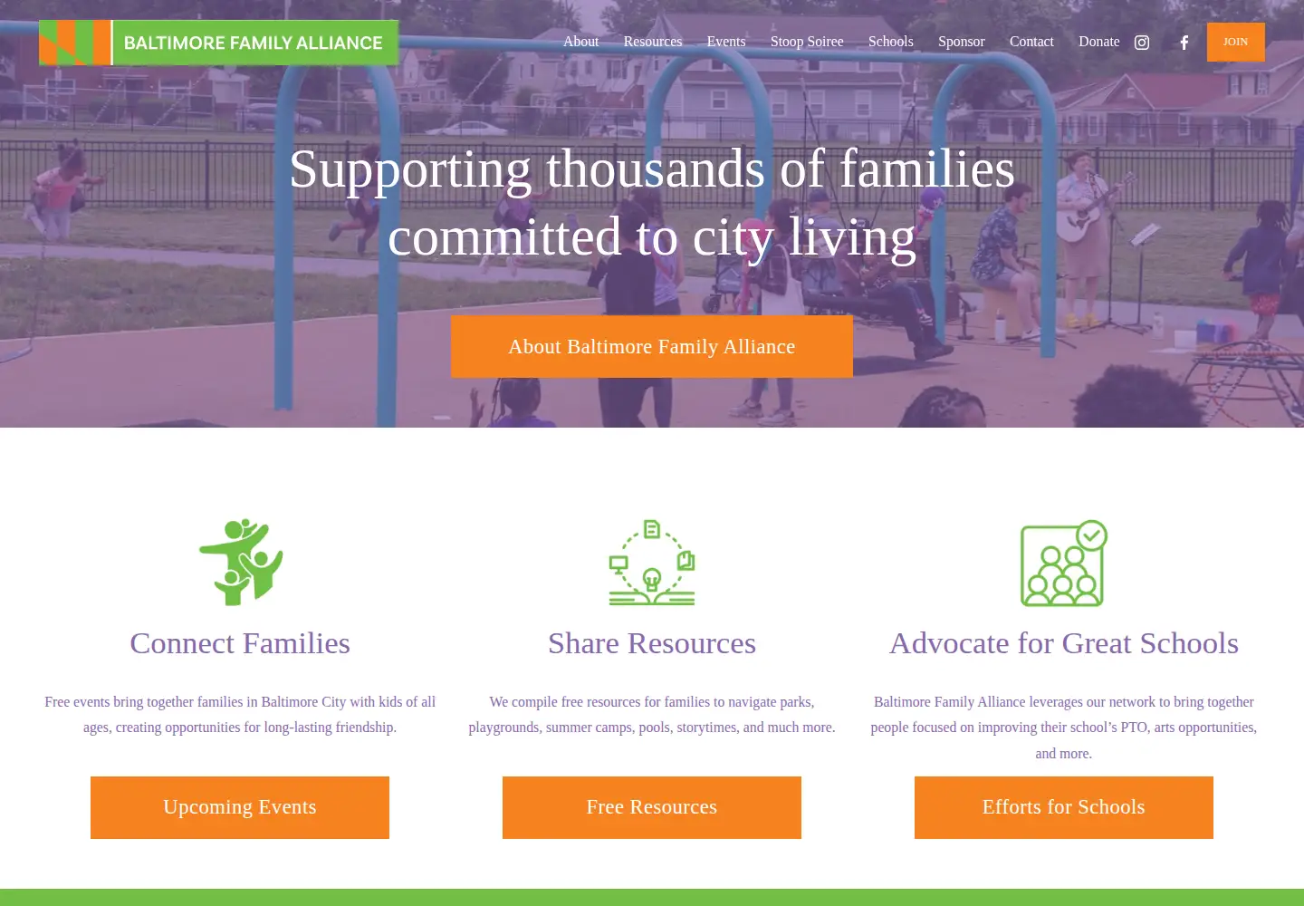 Screenshot of baltimorefamilies.org