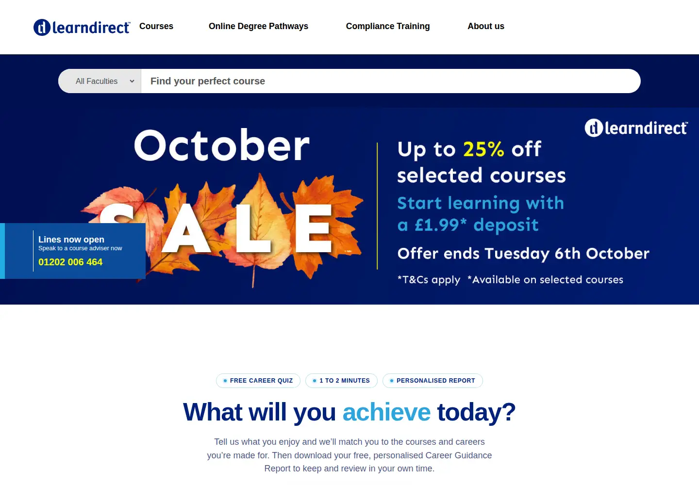 Captured homepage of learndirect.co.uk in the current scan