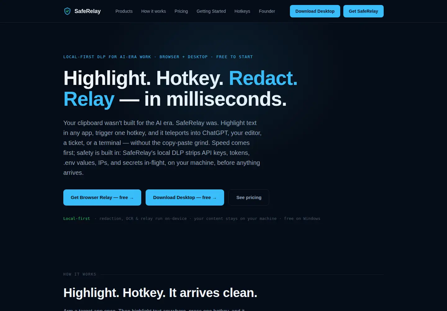 Captured homepage of saferelay.ai in the current scan