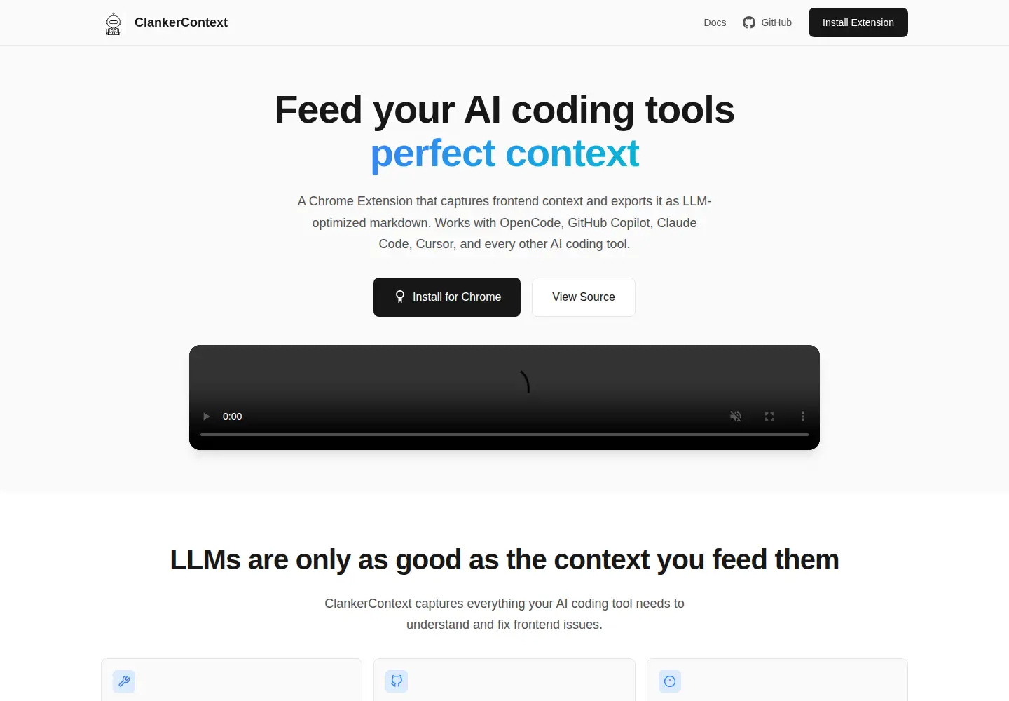 Screenshot of clankercontext.com