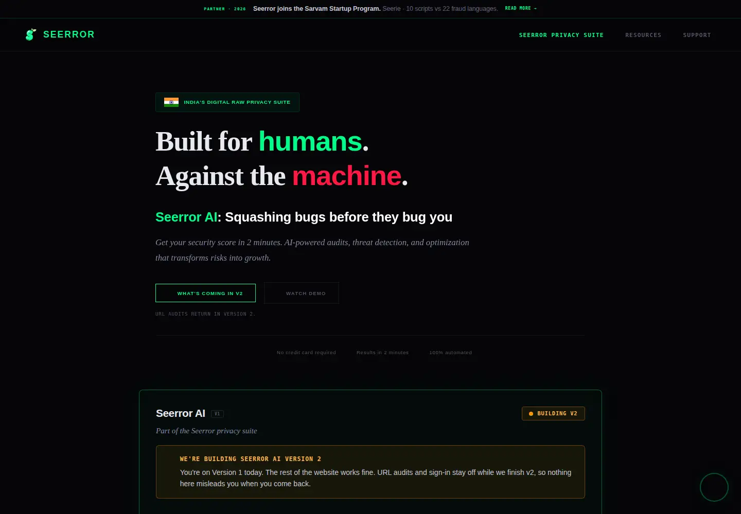 Screenshot of seerror.com