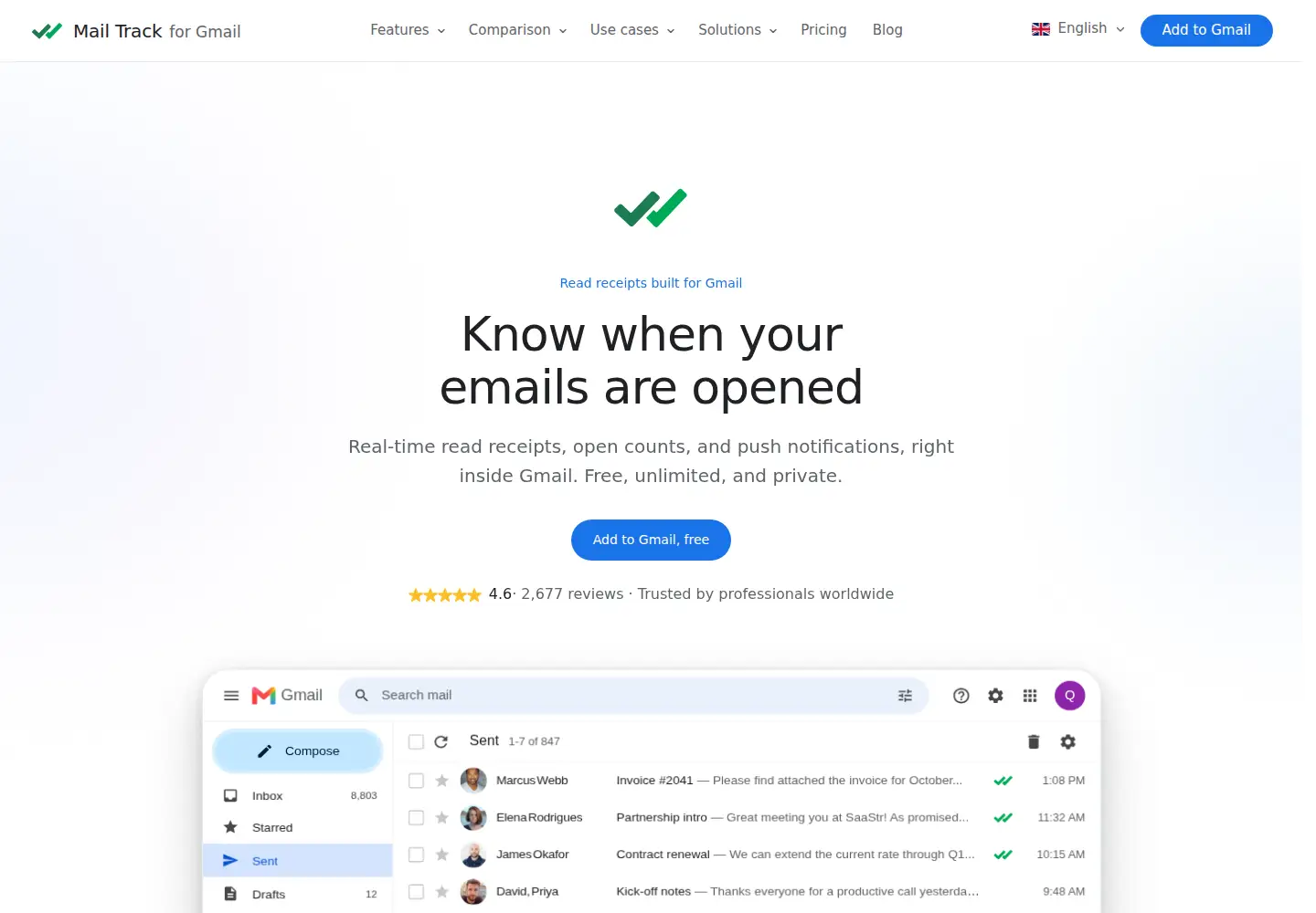 Screenshot of mailtrack.email