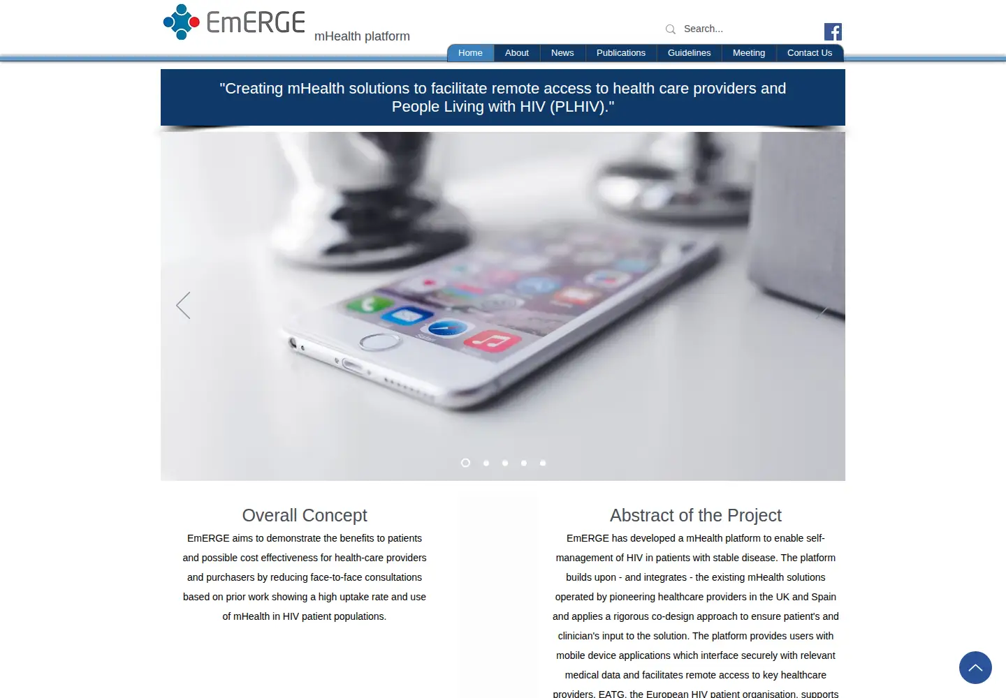 Captured homepage of emergeproject.eu in the current scan