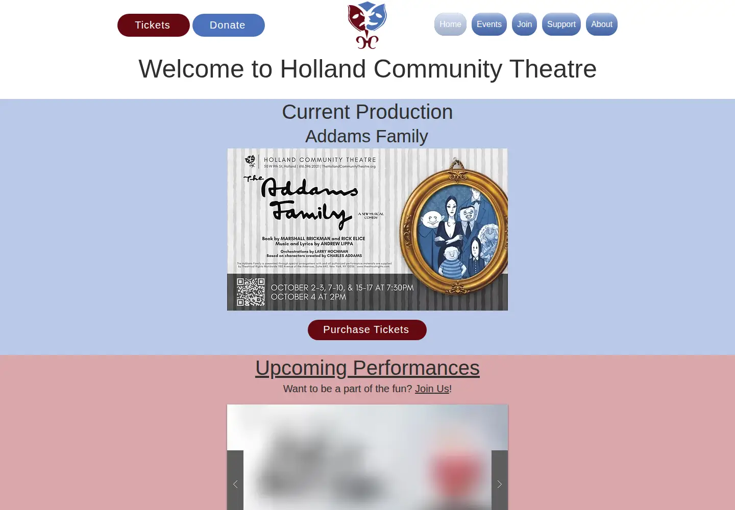 Screenshot of thehollandcommunitytheatre.org