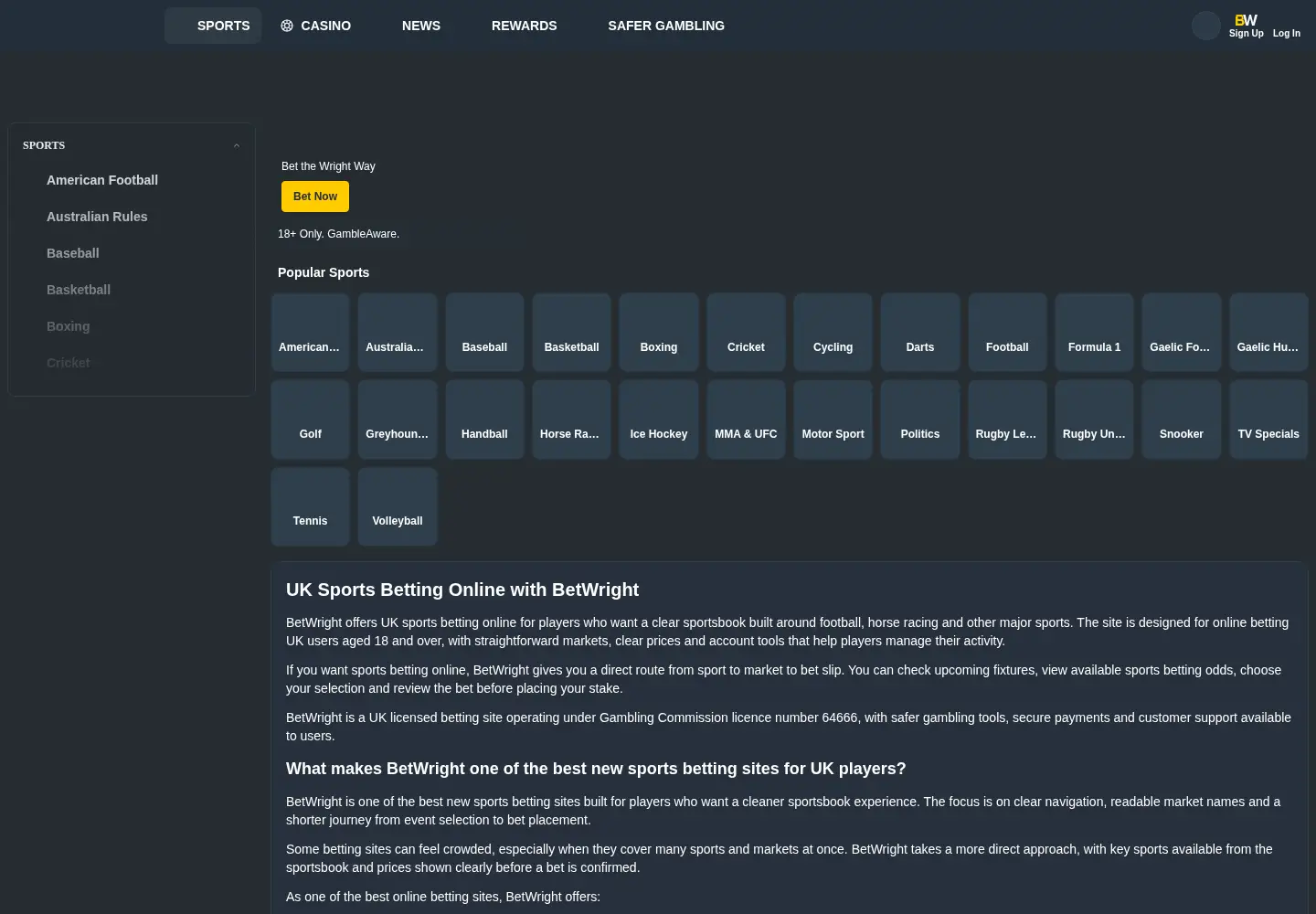 Screenshot of betwright.com