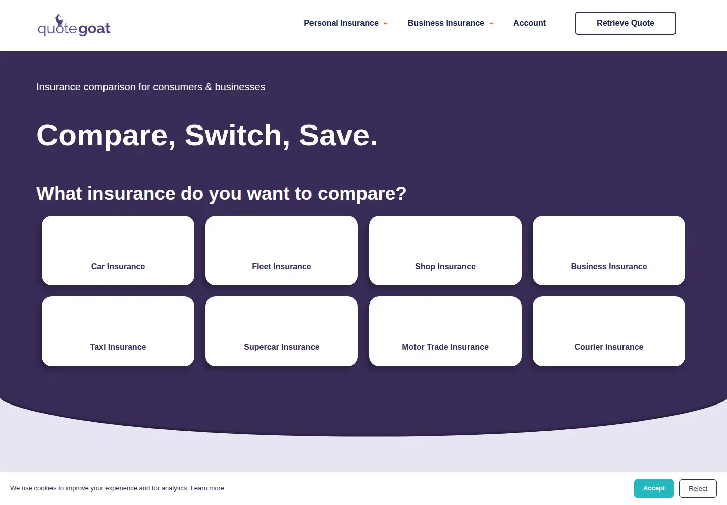 Screenshot of quotegoat.com