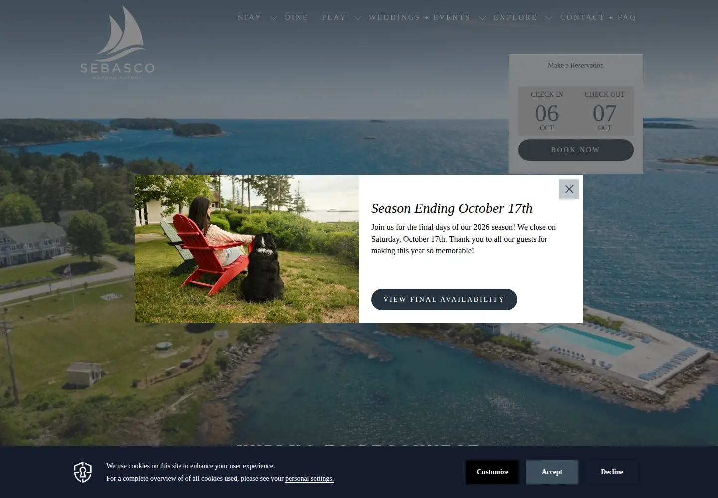 Screenshot of sebasco.com