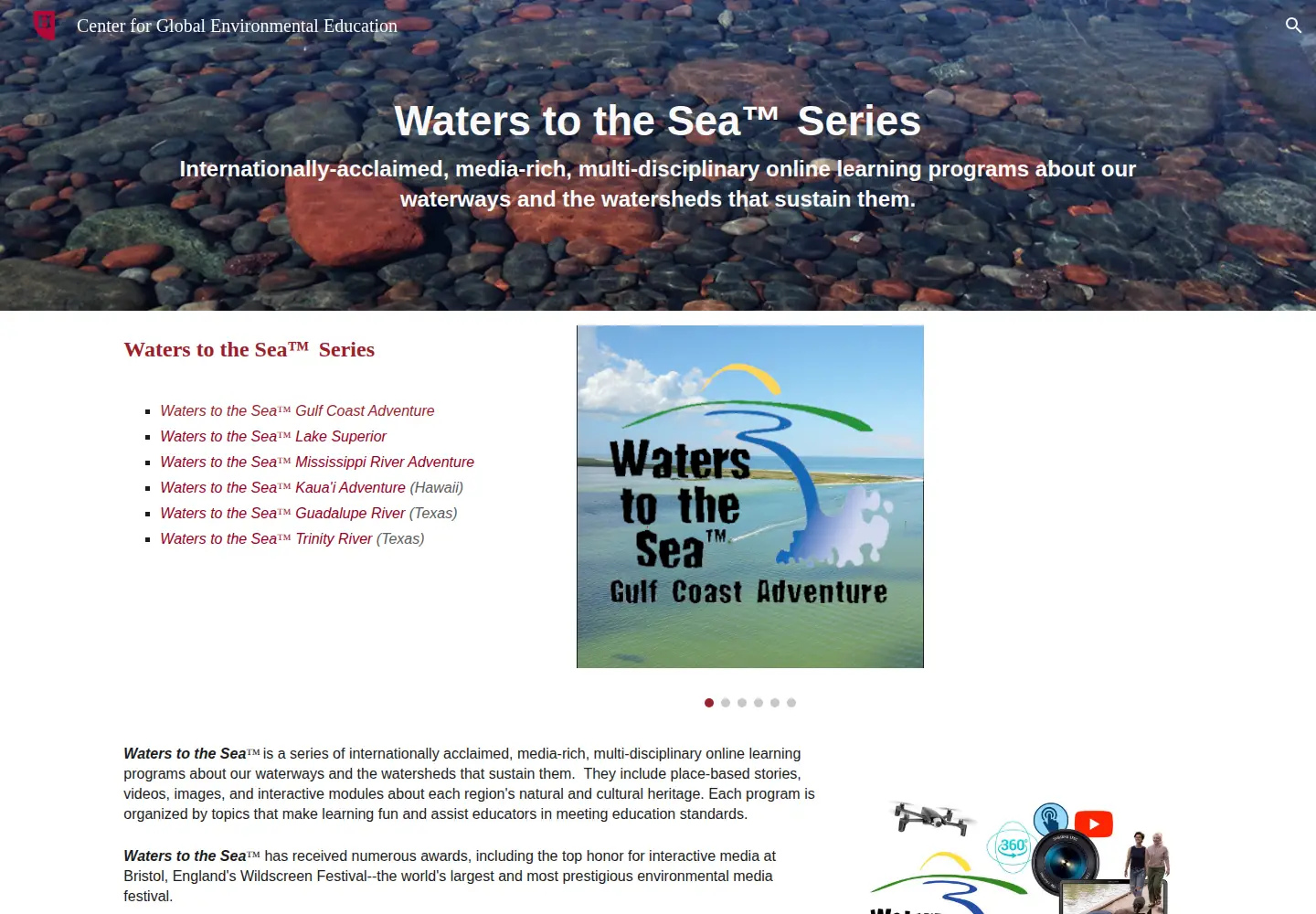 Captured homepage of waterstothesea.org in the current scan