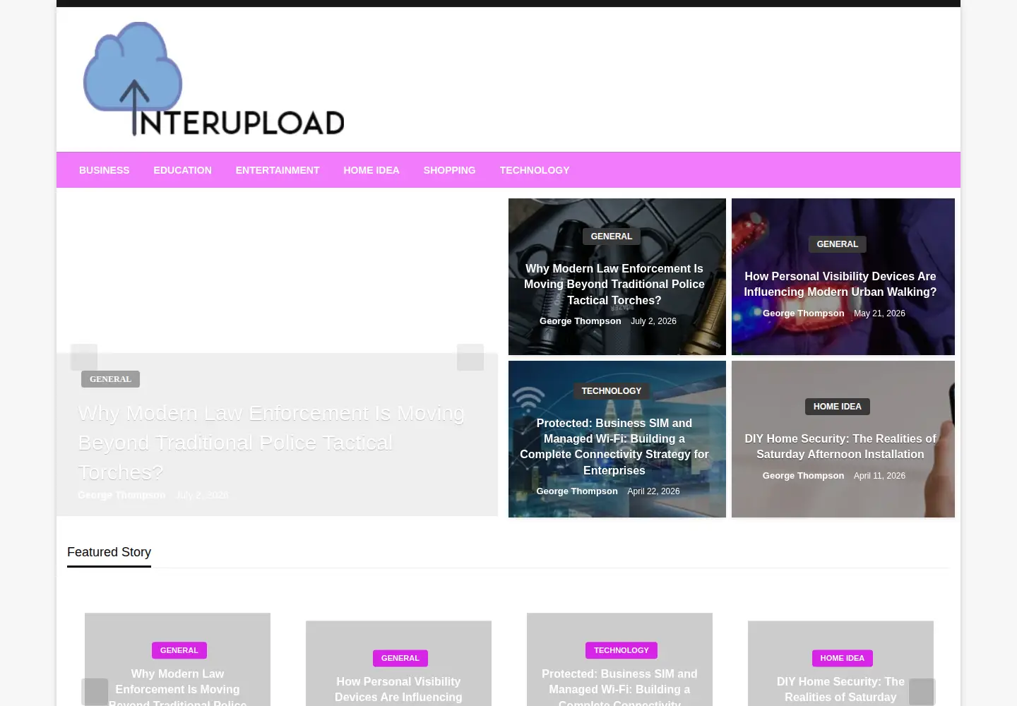 Captured homepage of interupload.com in the current scan