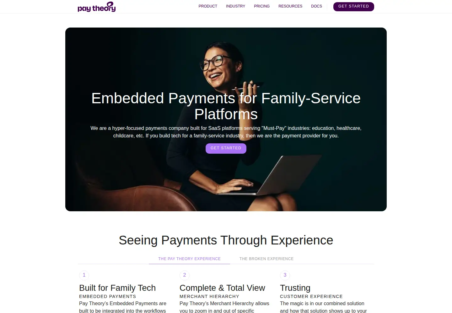 Captured homepage of paytheory.com in the current scan
