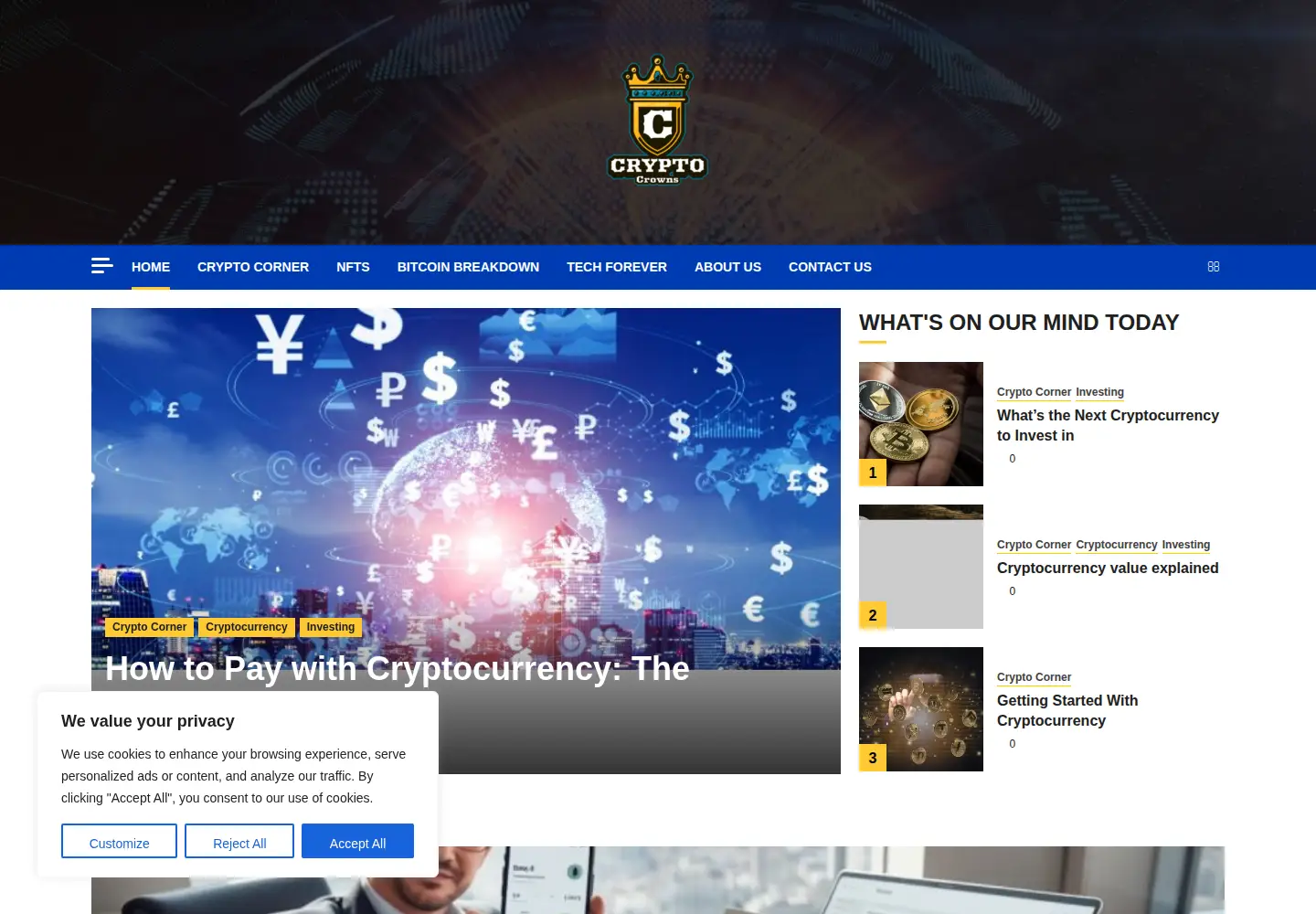 Captured homepage of cryptocrowns.org in the current scan