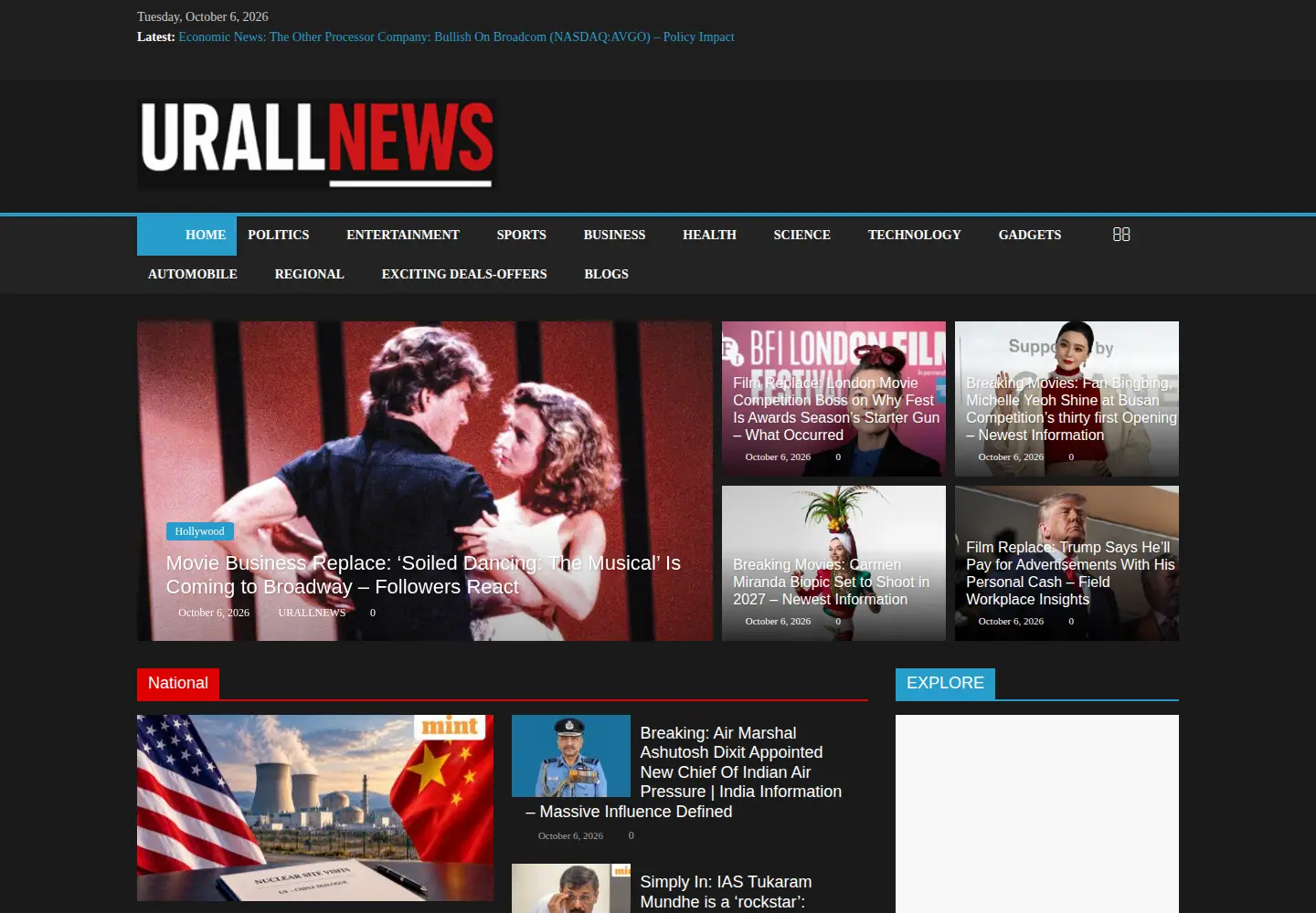 Captured homepage of urallnews.com in the current scan