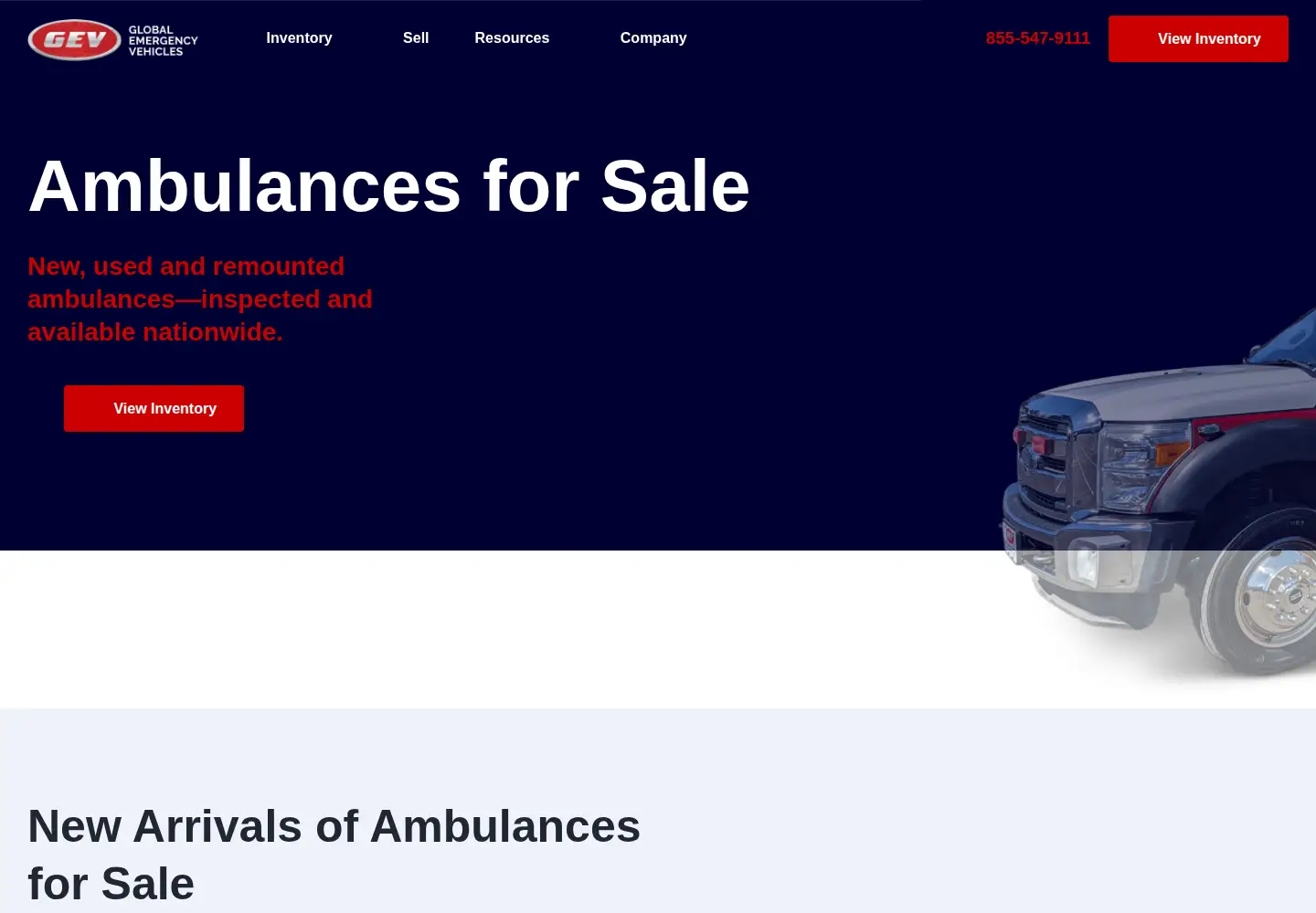 Captured homepage of globalemergencyvehicles.com in the current scan