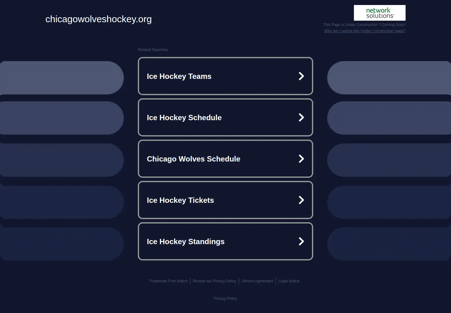 Captured homepage of chicagowolveshockey.org in the current scan