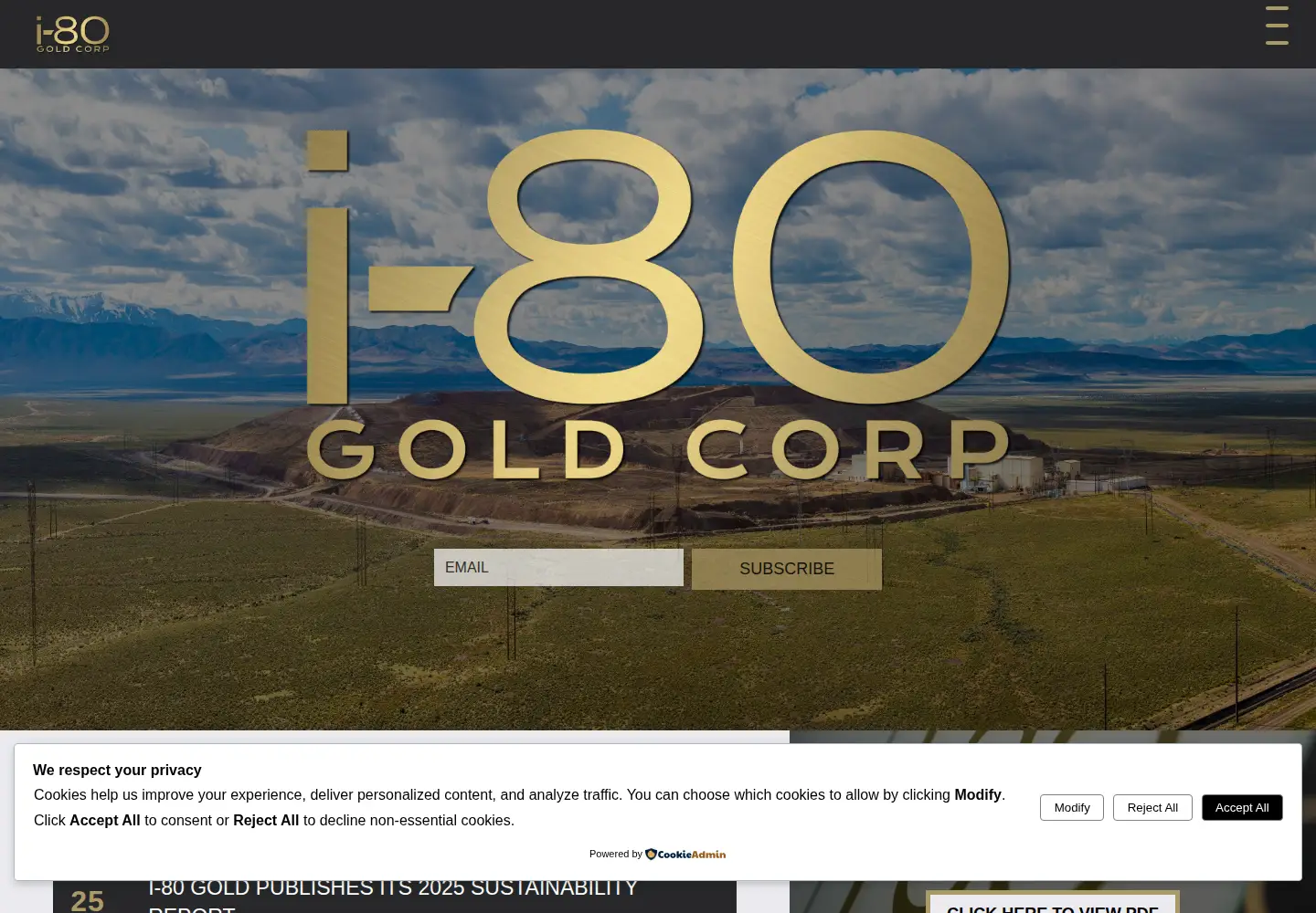 Captured homepage of i80gold.com in the current scan