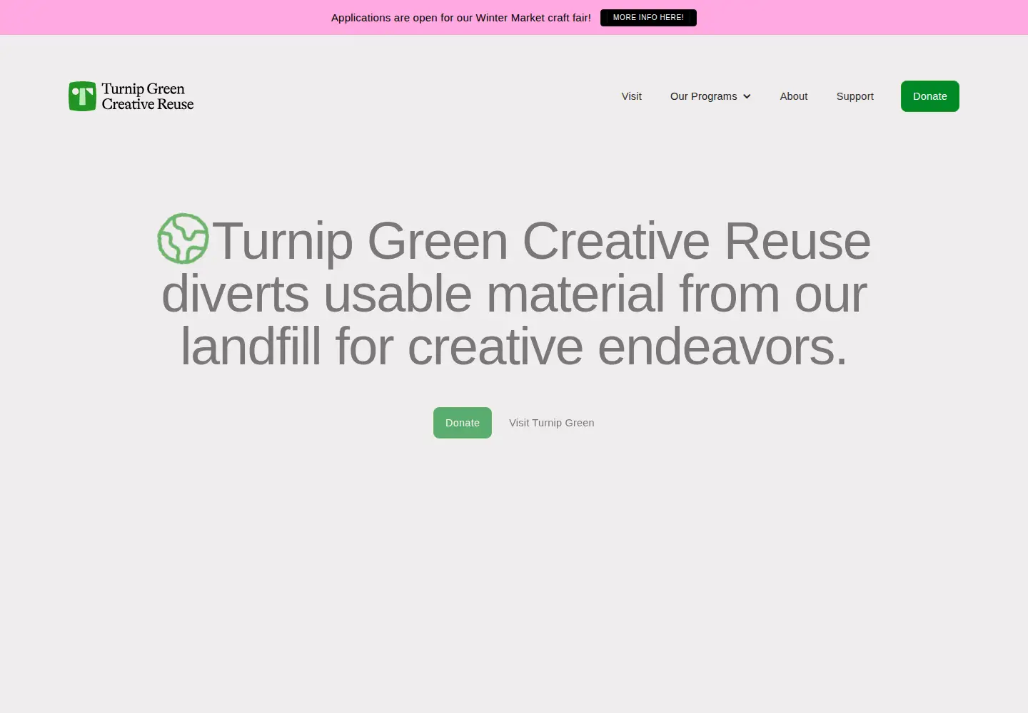 Captured homepage of turnipgreencreativereuse.org in the current scan