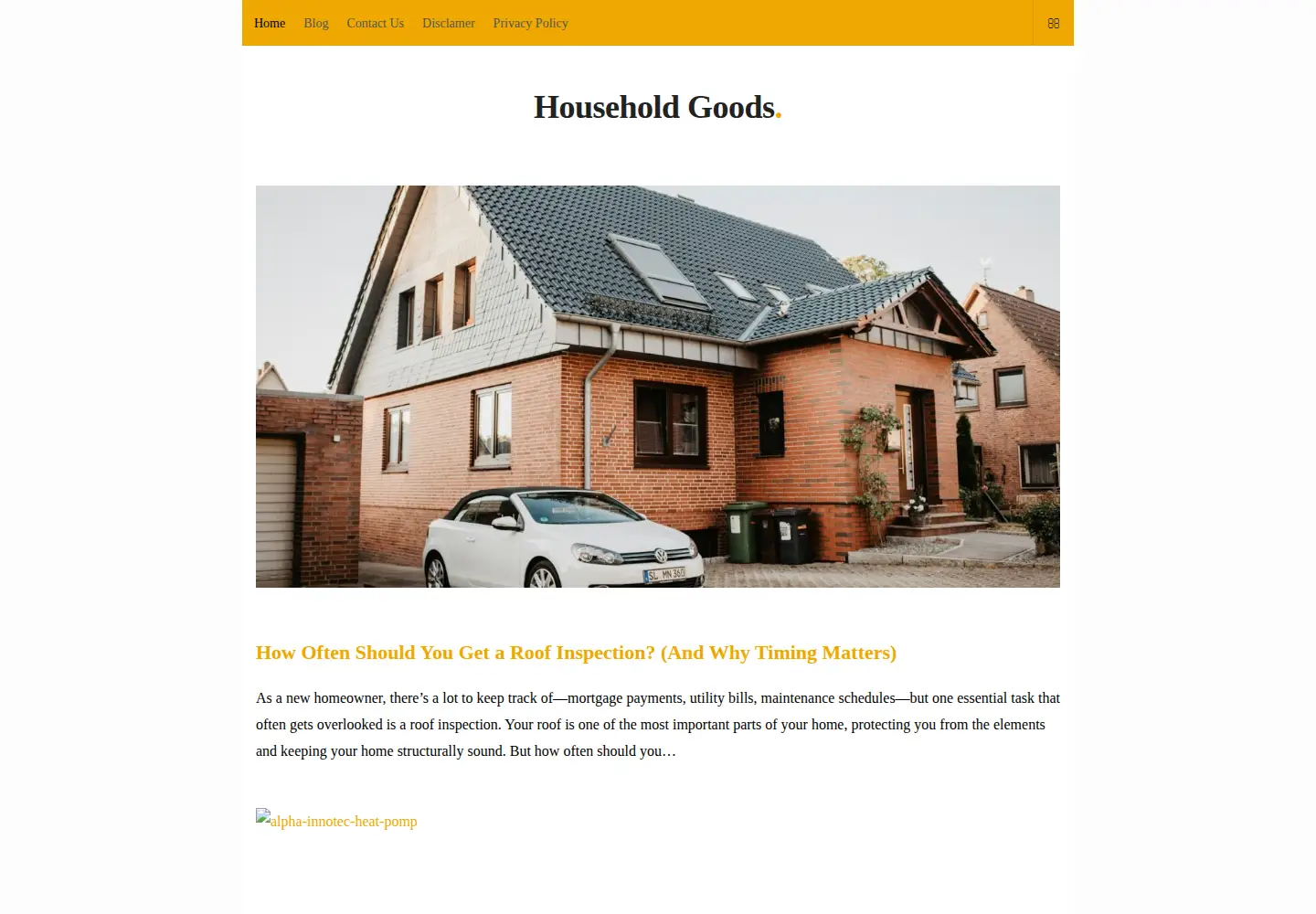 Captured homepage of household-goods.org in the current scan