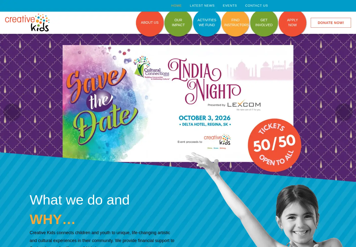 Screenshot of creativekidssask.ca