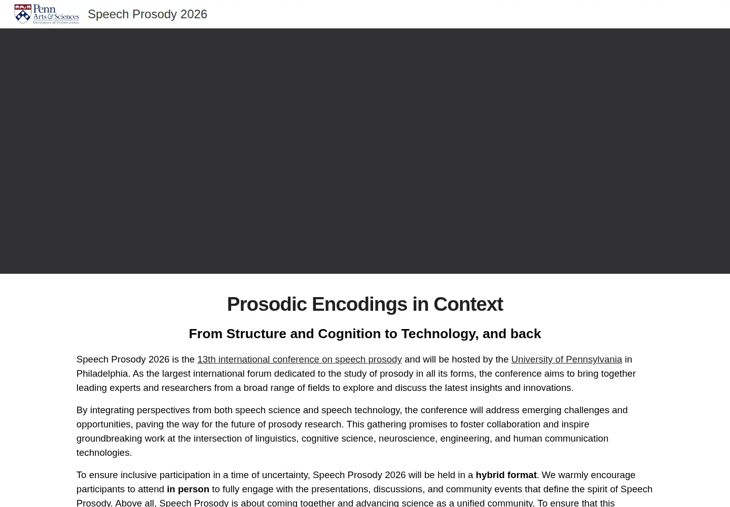 Screenshot of speechprosody2026.org