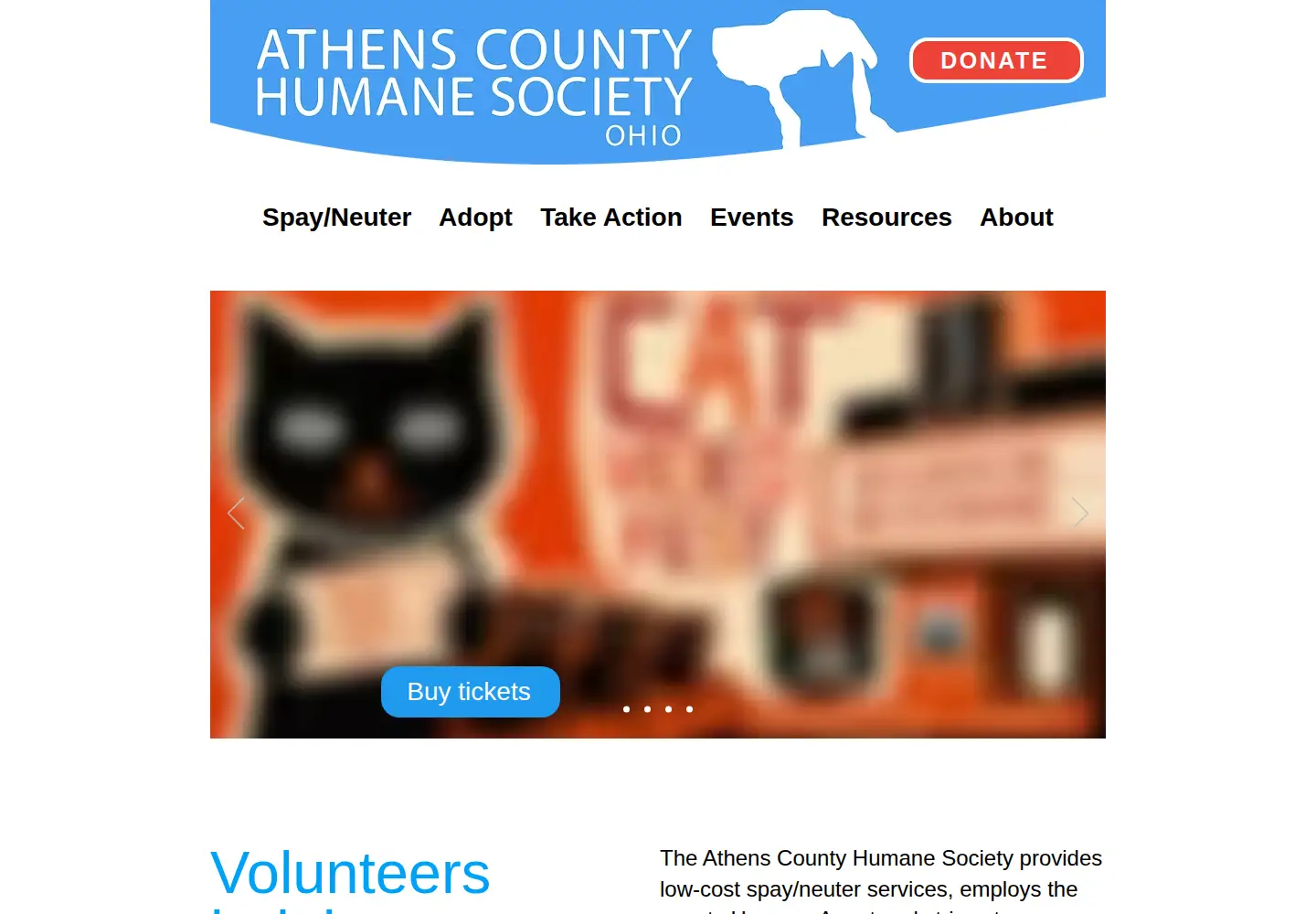 Screenshot of athenshumane.org