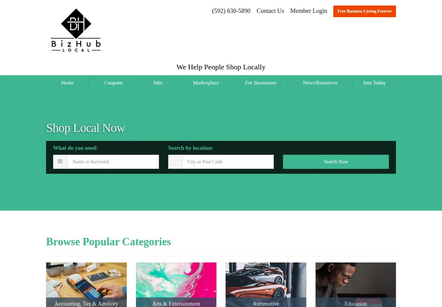 Screenshot of bizhublocal.com