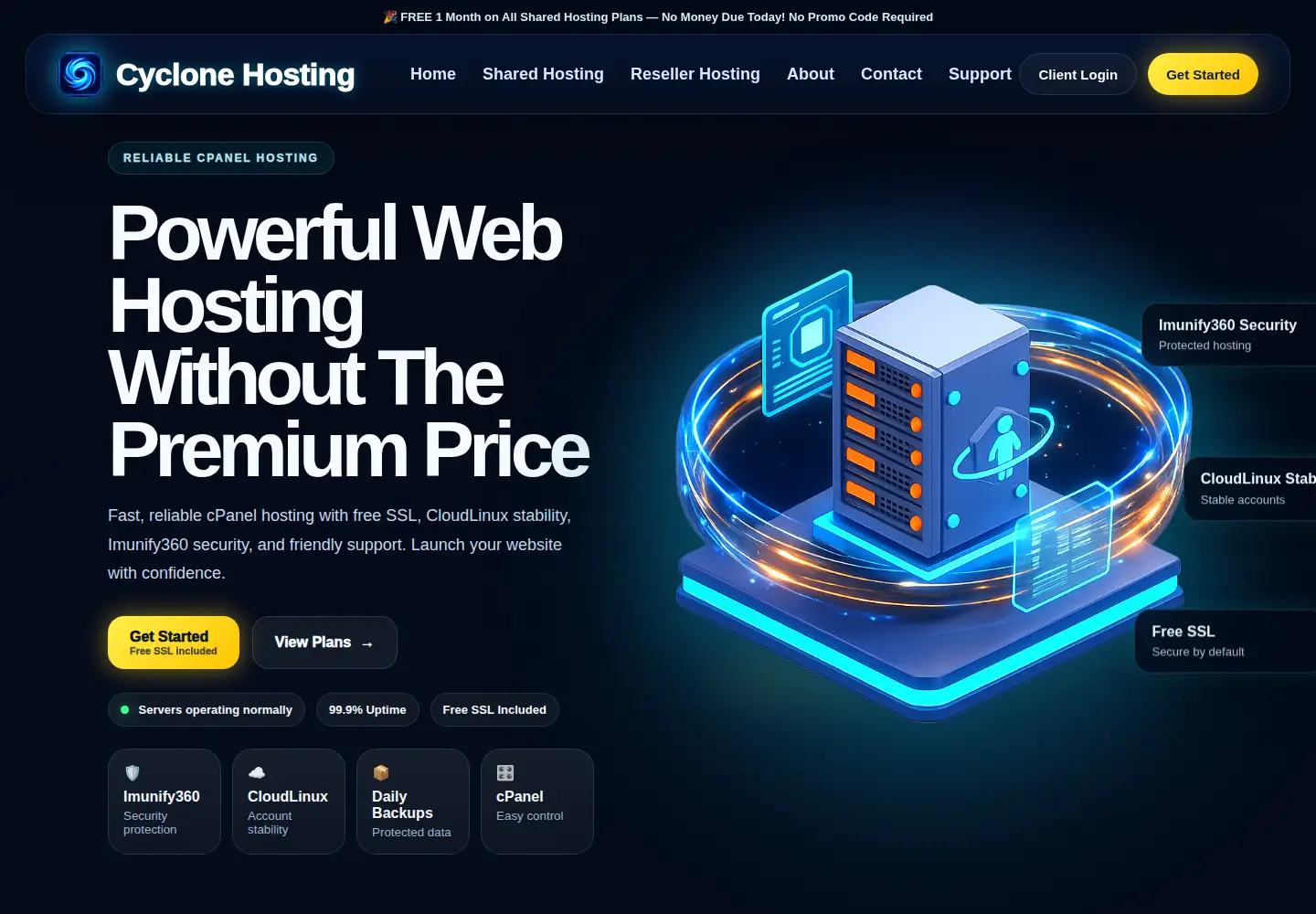 Screenshot of cyclone-hosting.net