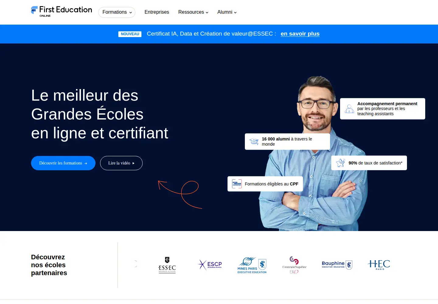 Captured homepage of first-education-online.com in the current scan