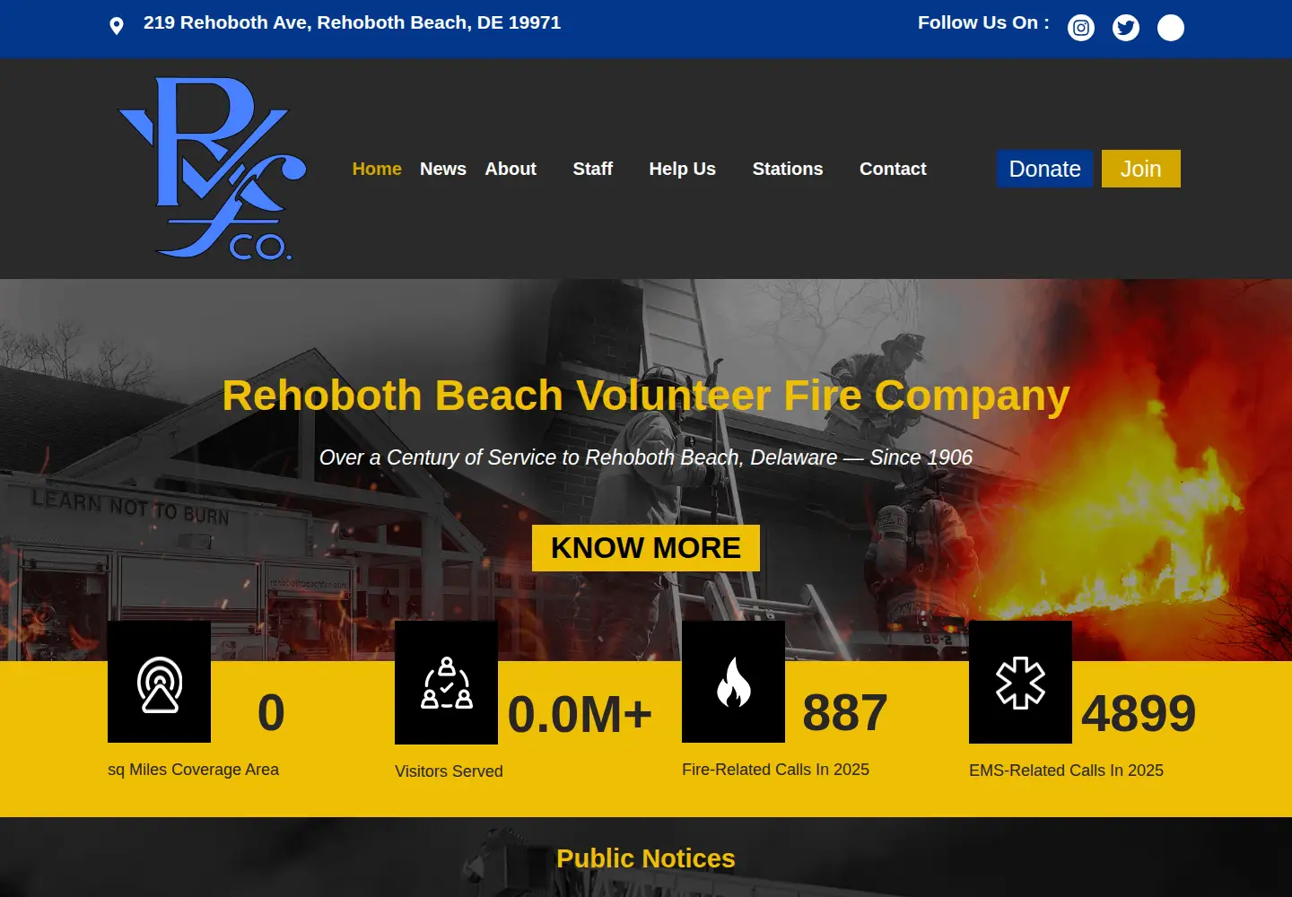 Screenshot of rehobothbeachfire.com