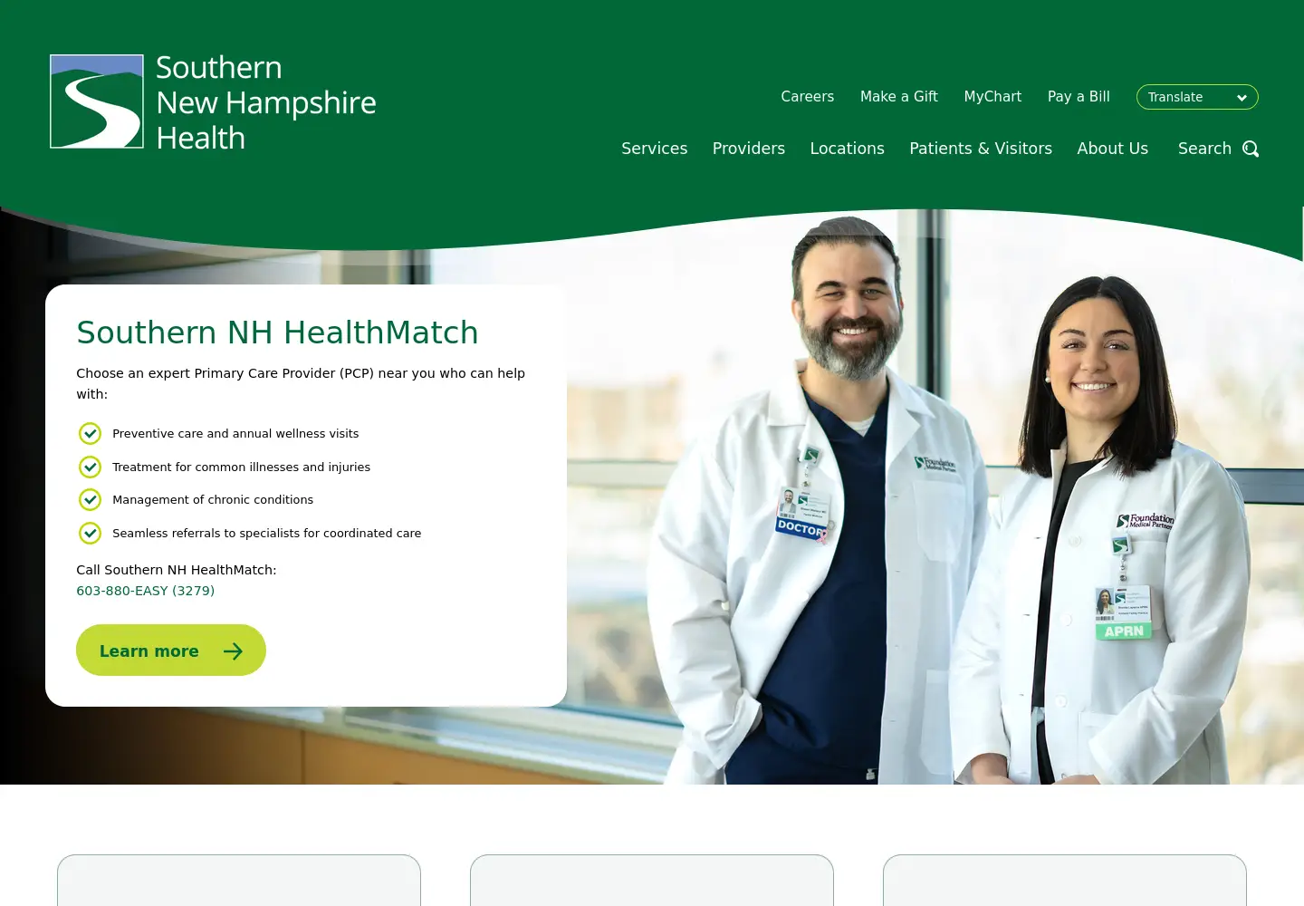 Screenshot of snhhealth.org