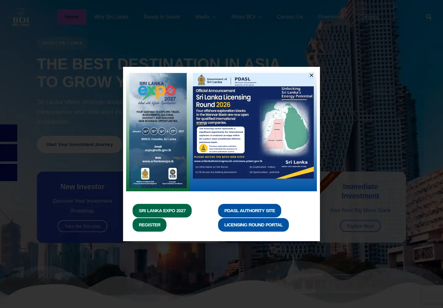 Screenshot of investsrilanka.com