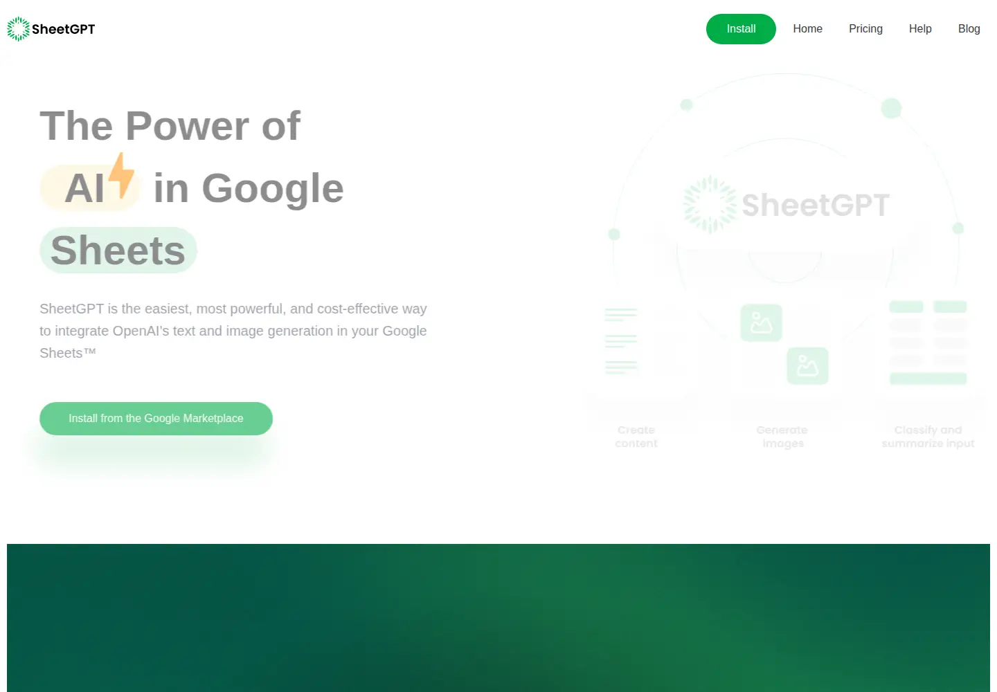 Captured homepage of sheetgpt.ai in the current scan