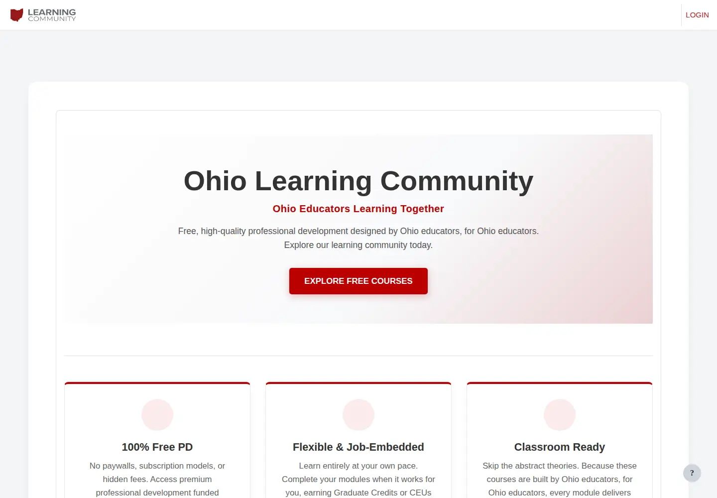 Captured homepage of ohiolearningcommunity.org in the current scan