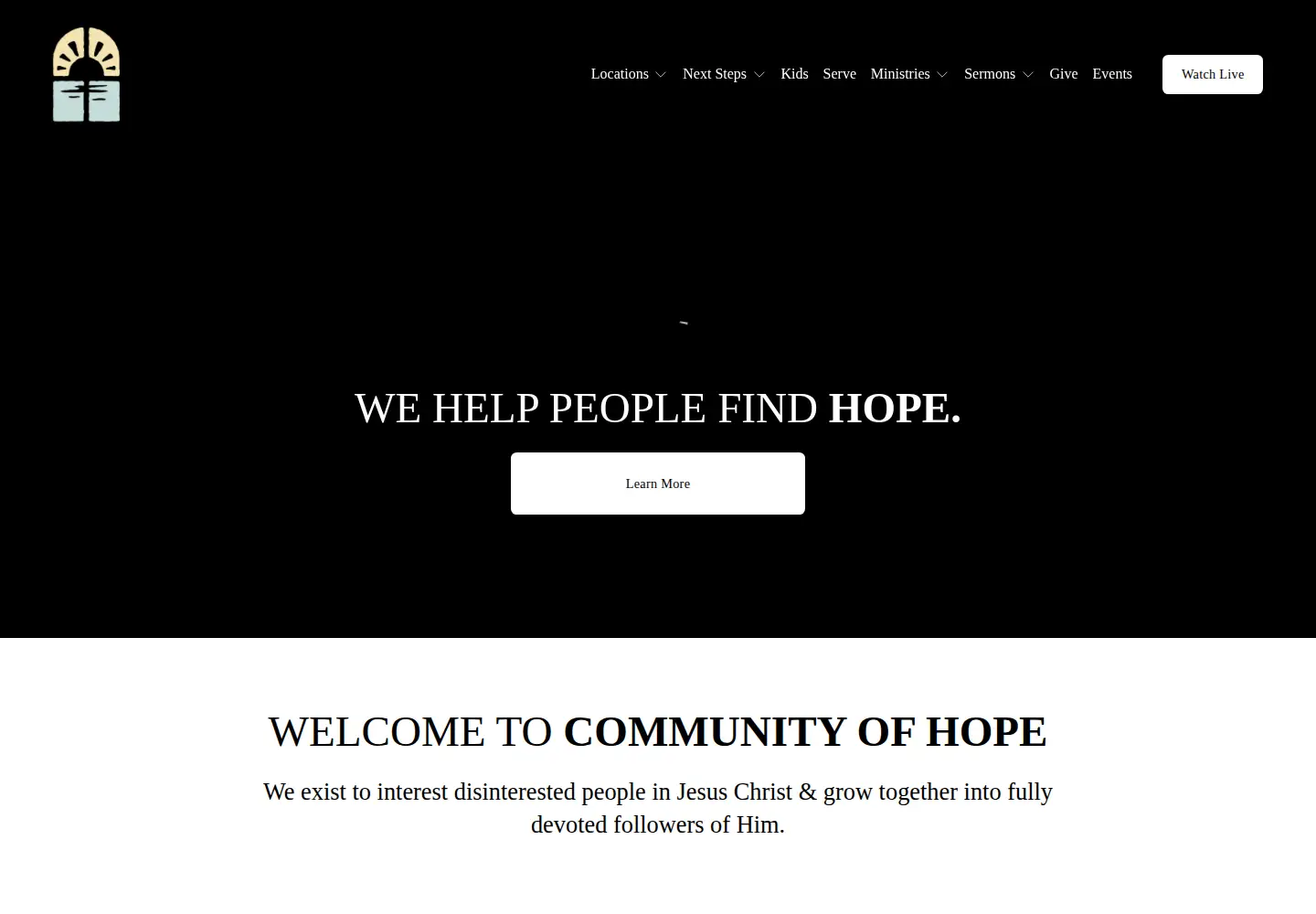 Screenshot of communityofhope.church