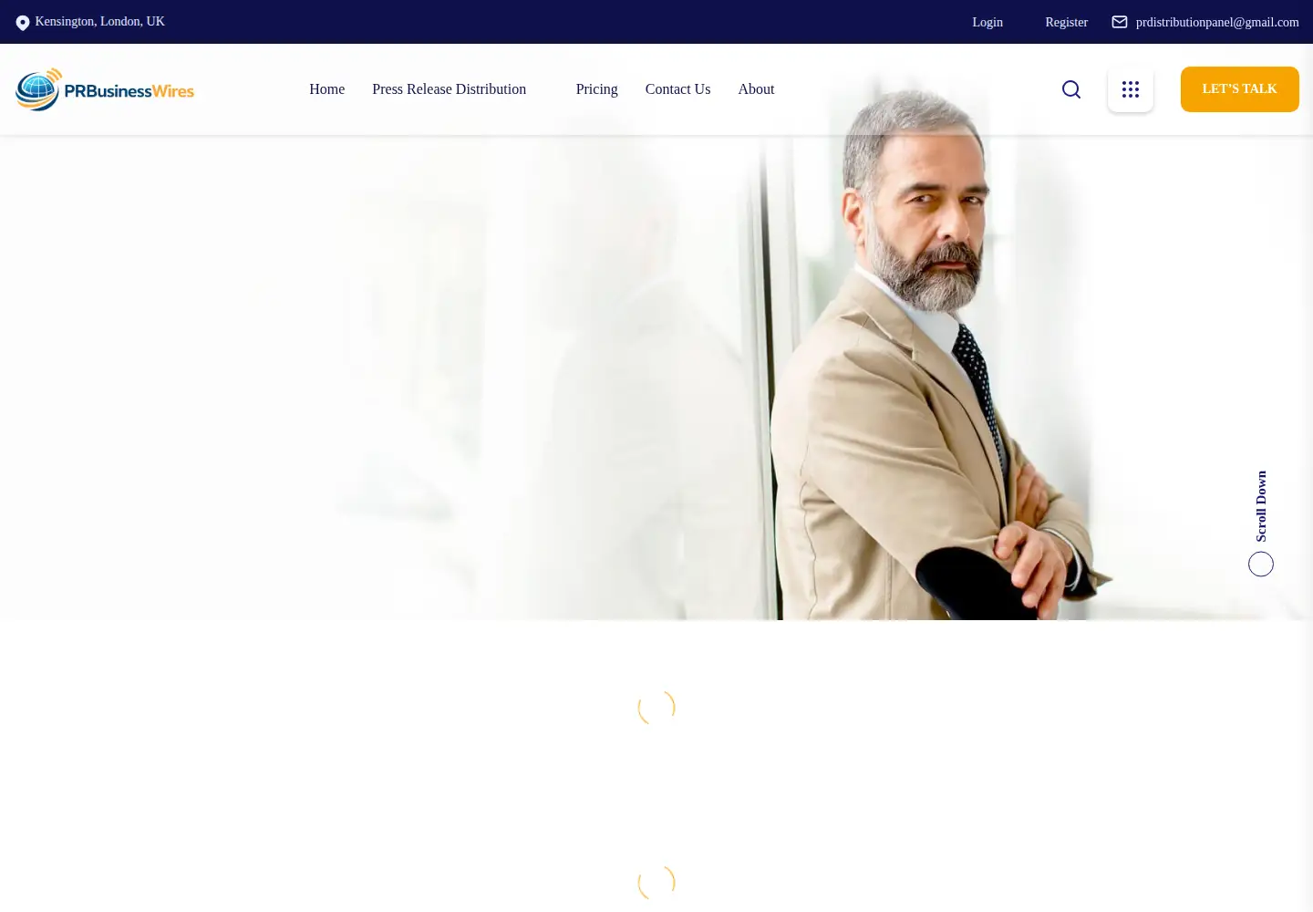 Captured homepage of prbusinesswires.com in the current scan