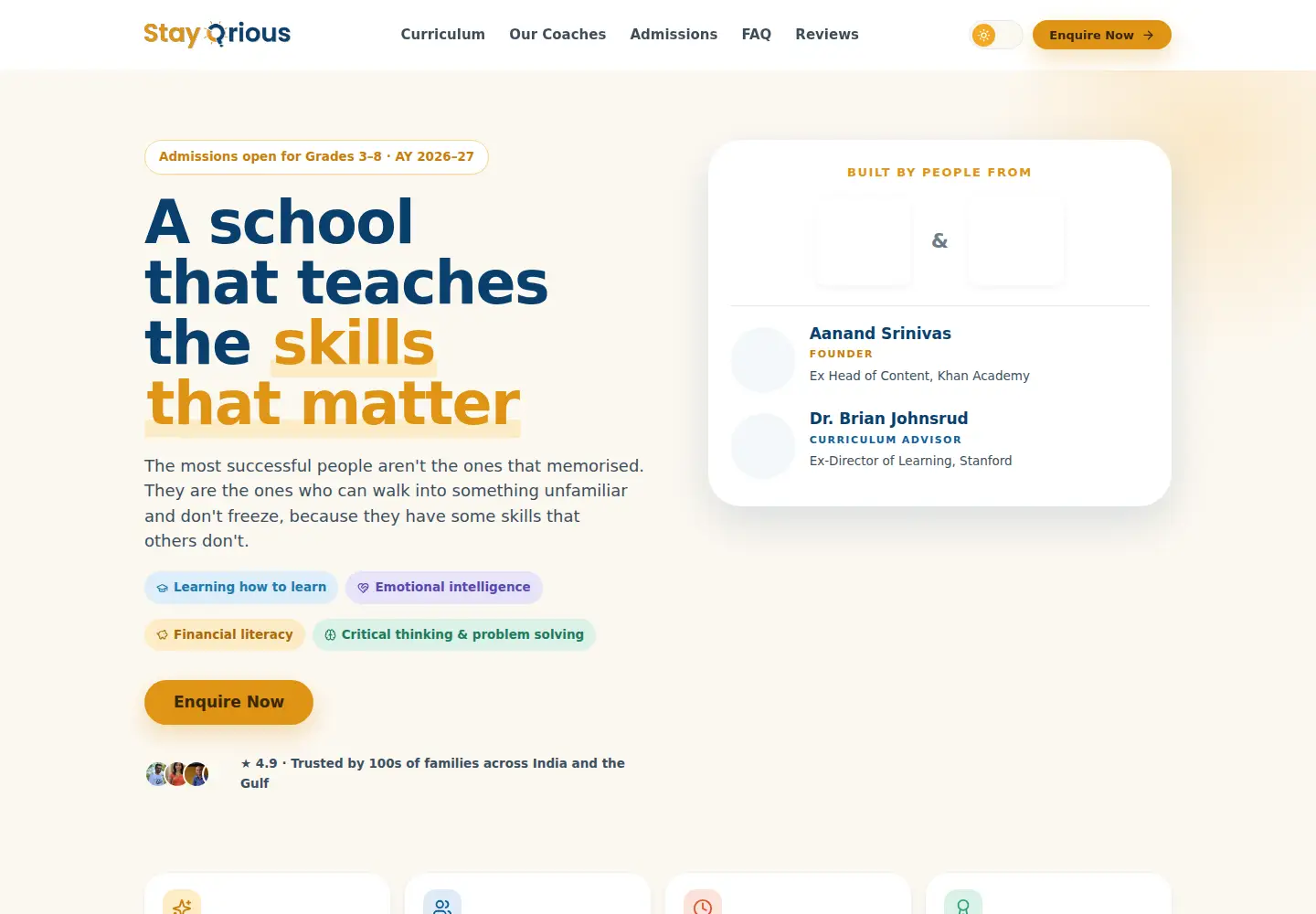 Captured homepage of stayqrious.com in the current scan