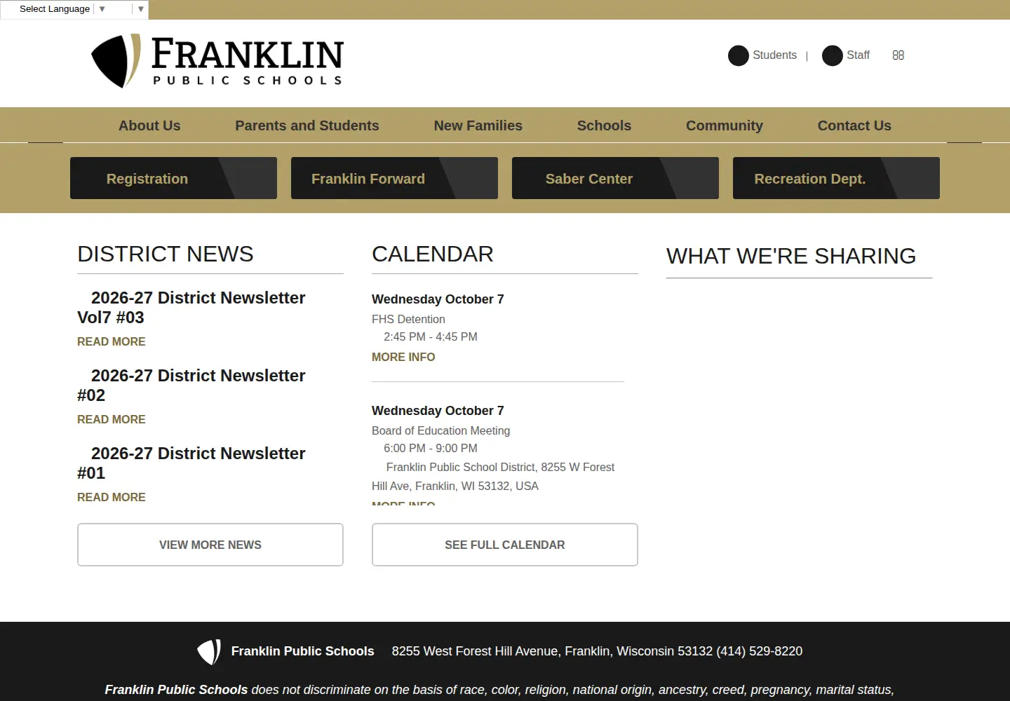 Screenshot of franklin.k12.wi.us